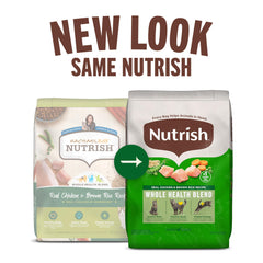 Nutrish gros plan croquettes montrant texture croustillante et appétence