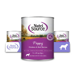 NutriSource emballage avant montrant la pâtée chiot, appétence accrue