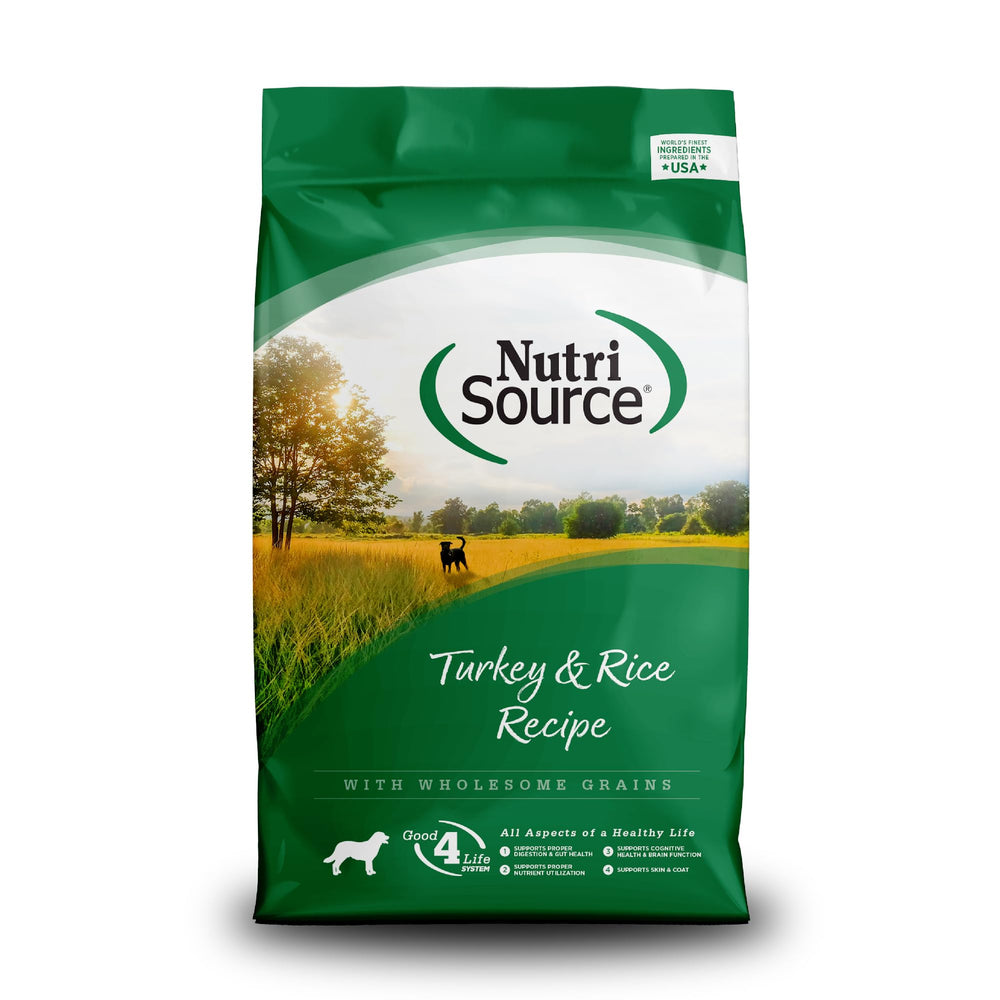 NutriSource sachet face montrant l'emballage et informations produit avantage