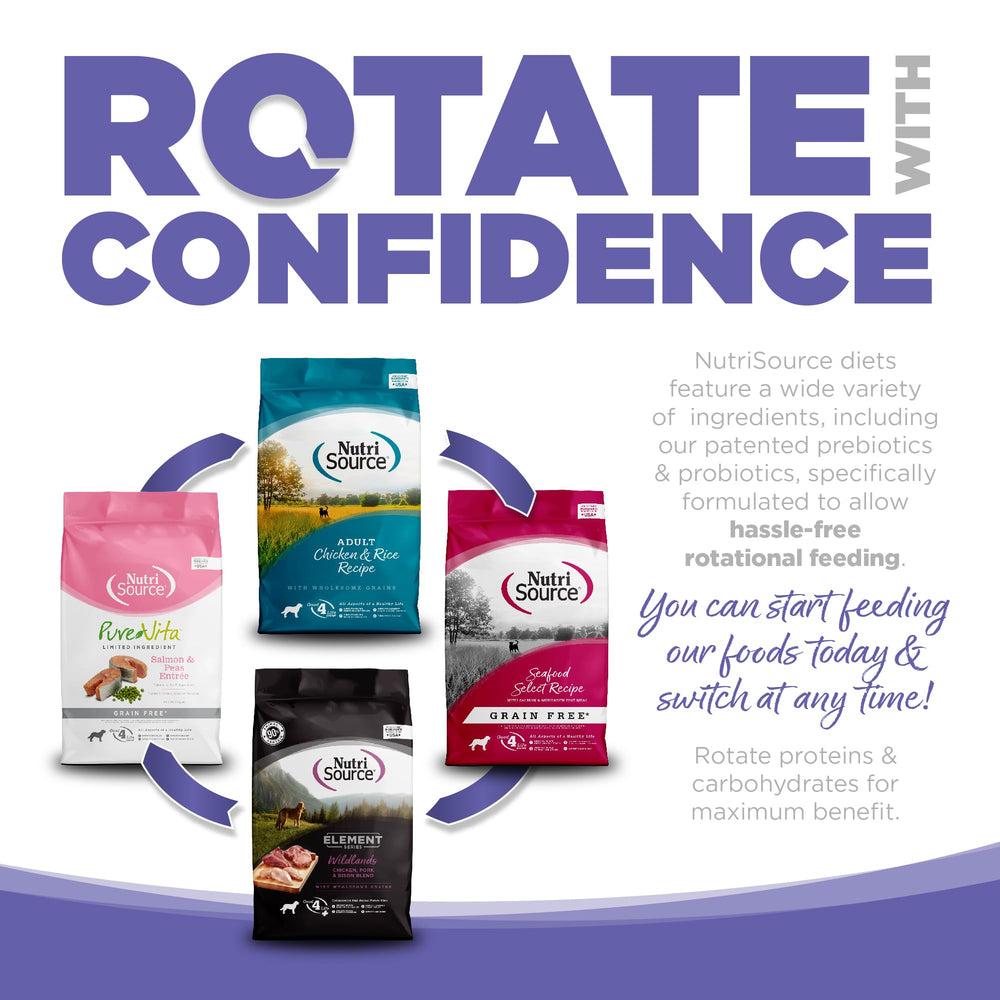 NutriSource ingrédients poulet et riz mis en avant pour une digestion douce