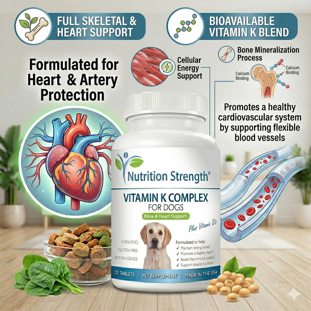 Nutrition Strength chien prenant un comprimé avec la main du propriétaire, bénéfice administration facile