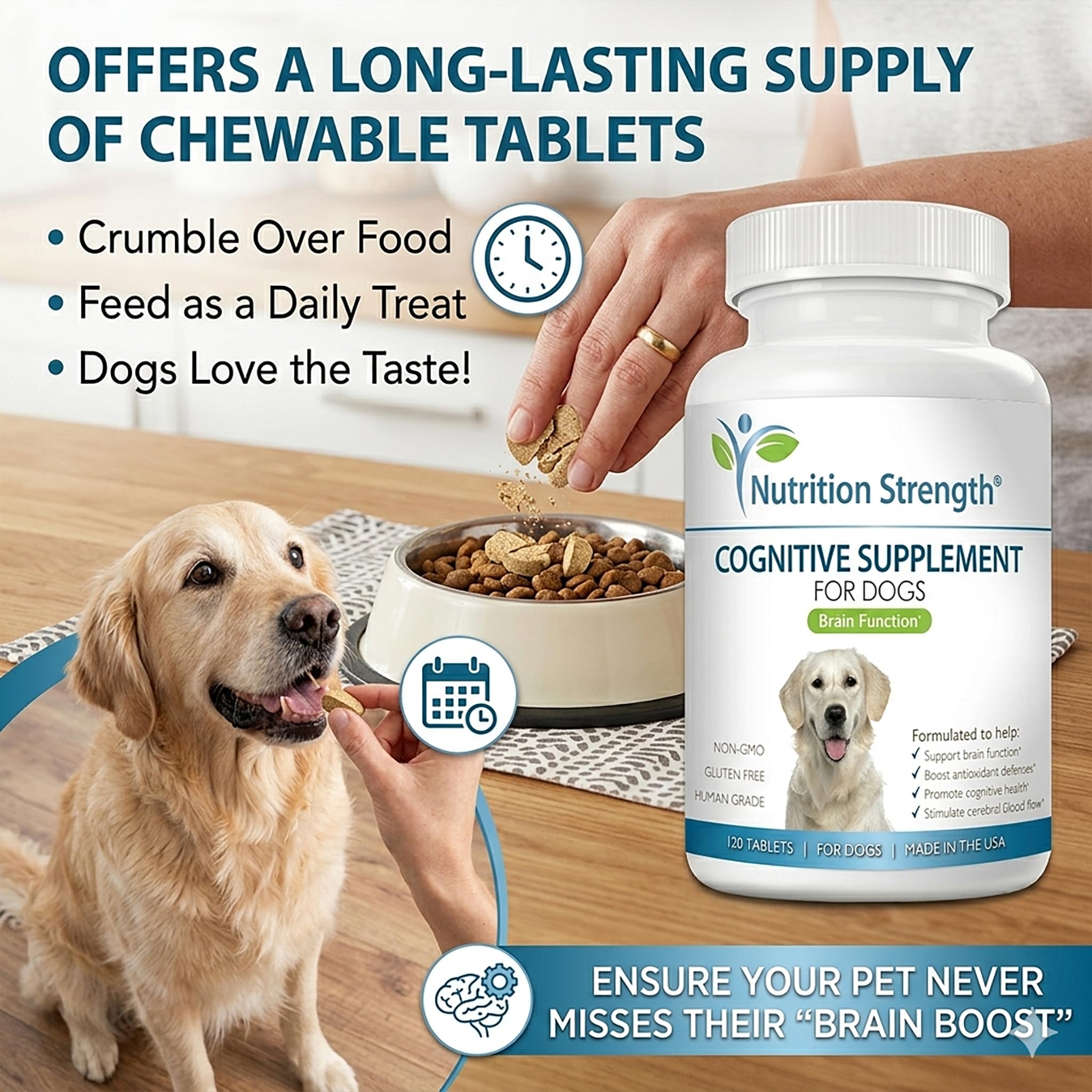 Nutrition Strength comparaison taille du comprimé avec une pièce pour dosage