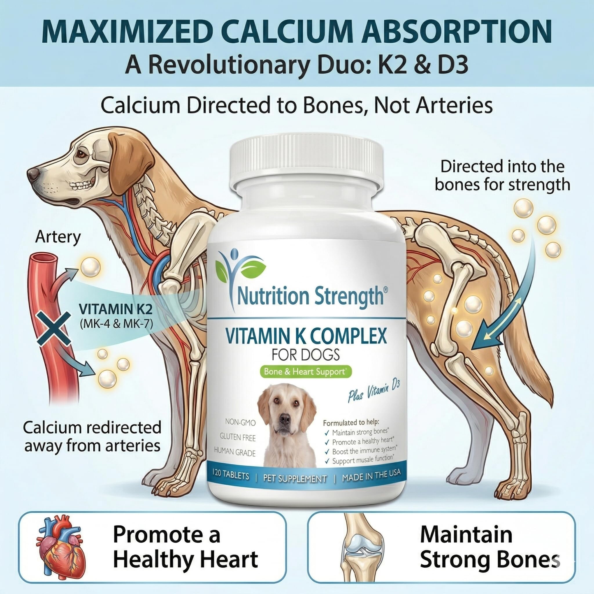 Nutrition Strength gros plan sur la texture du comprimé et bénéfice de bonne acceptation