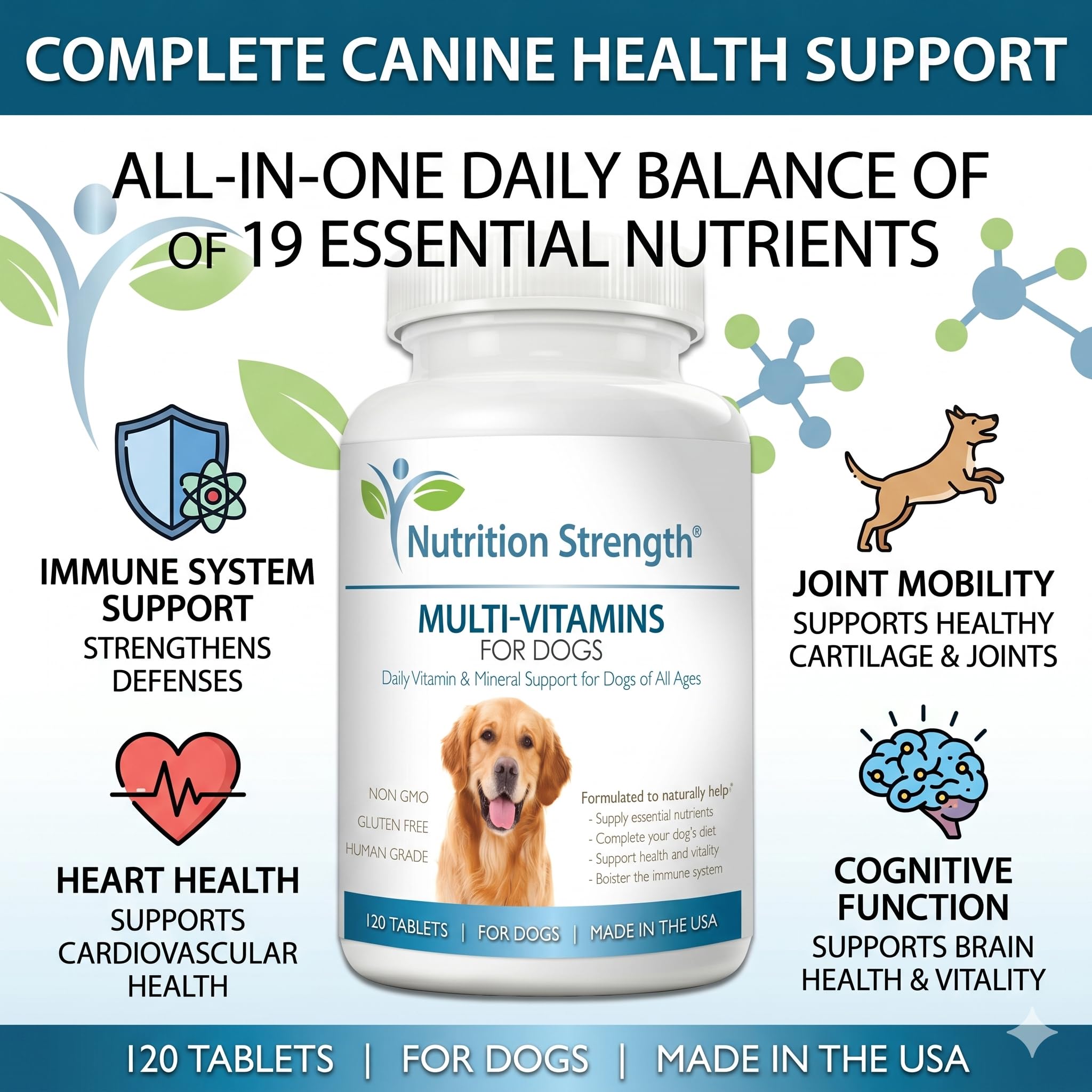 Nutrition Strength comprimé masticable en gros plan montrant forme et couleur appétente