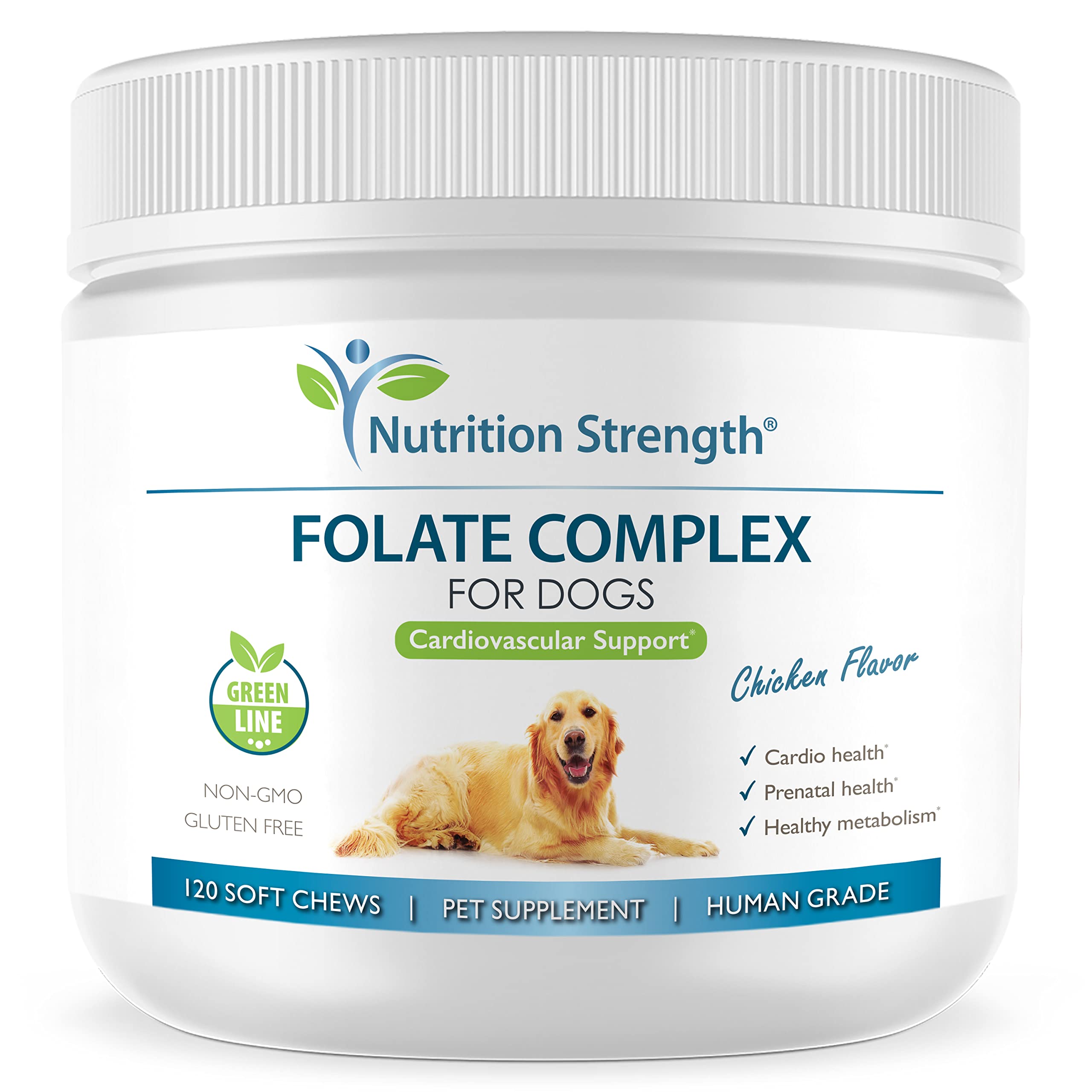 Nutrition Strength emballage frontal des soft chews montrant 120 friandises, facile à ranger