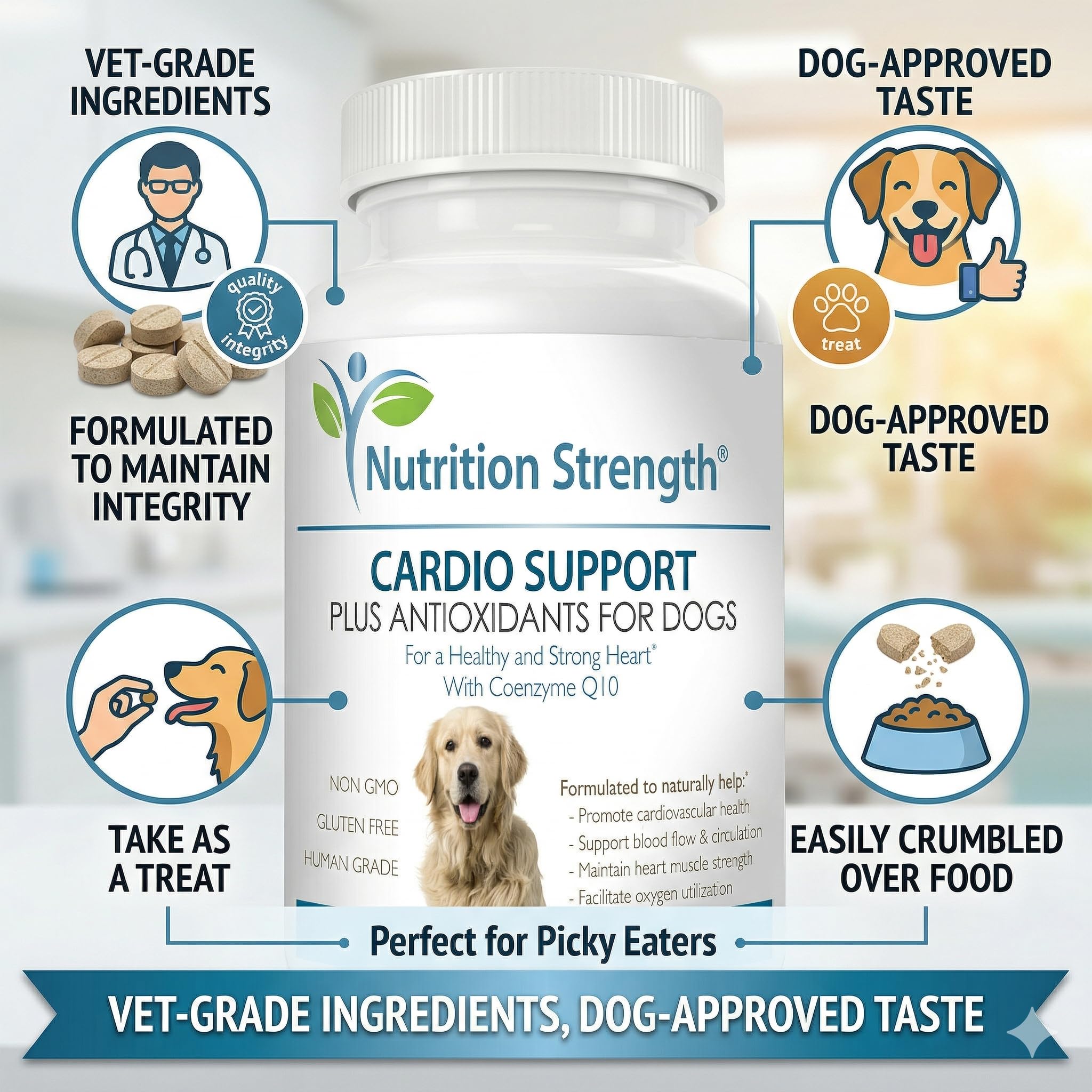 Nutrition Strength texture du comprimé, forme favorisant mastication