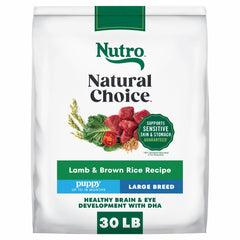Nutro sac 30 lb face avant montrant l’étiquette et la formule pour grandes races