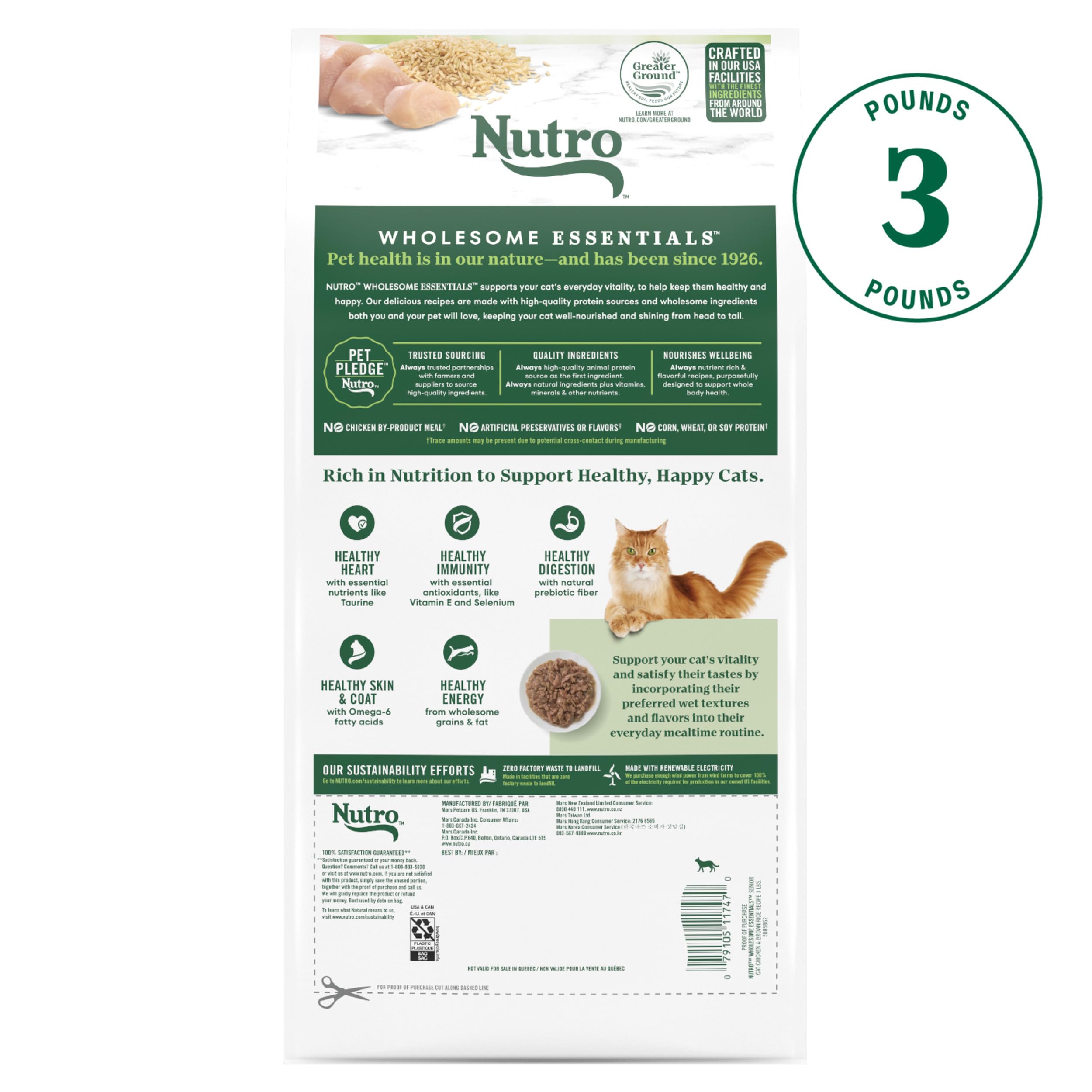 Nutro gros plan sur croquettes, met en valeur la texture appétente