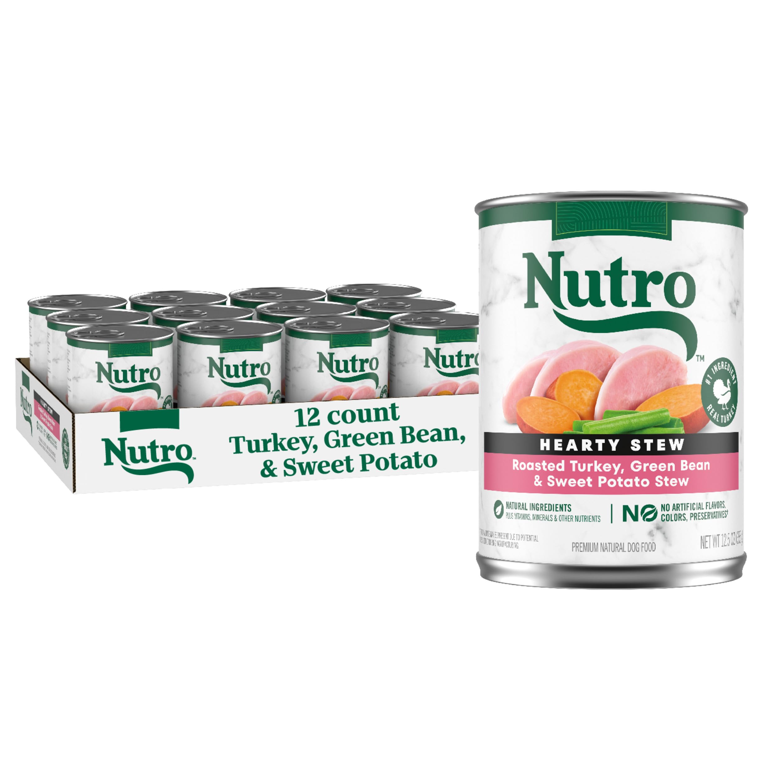 Nutro dinde rôtie avant-boîte montrant l'emballage et l'appétence