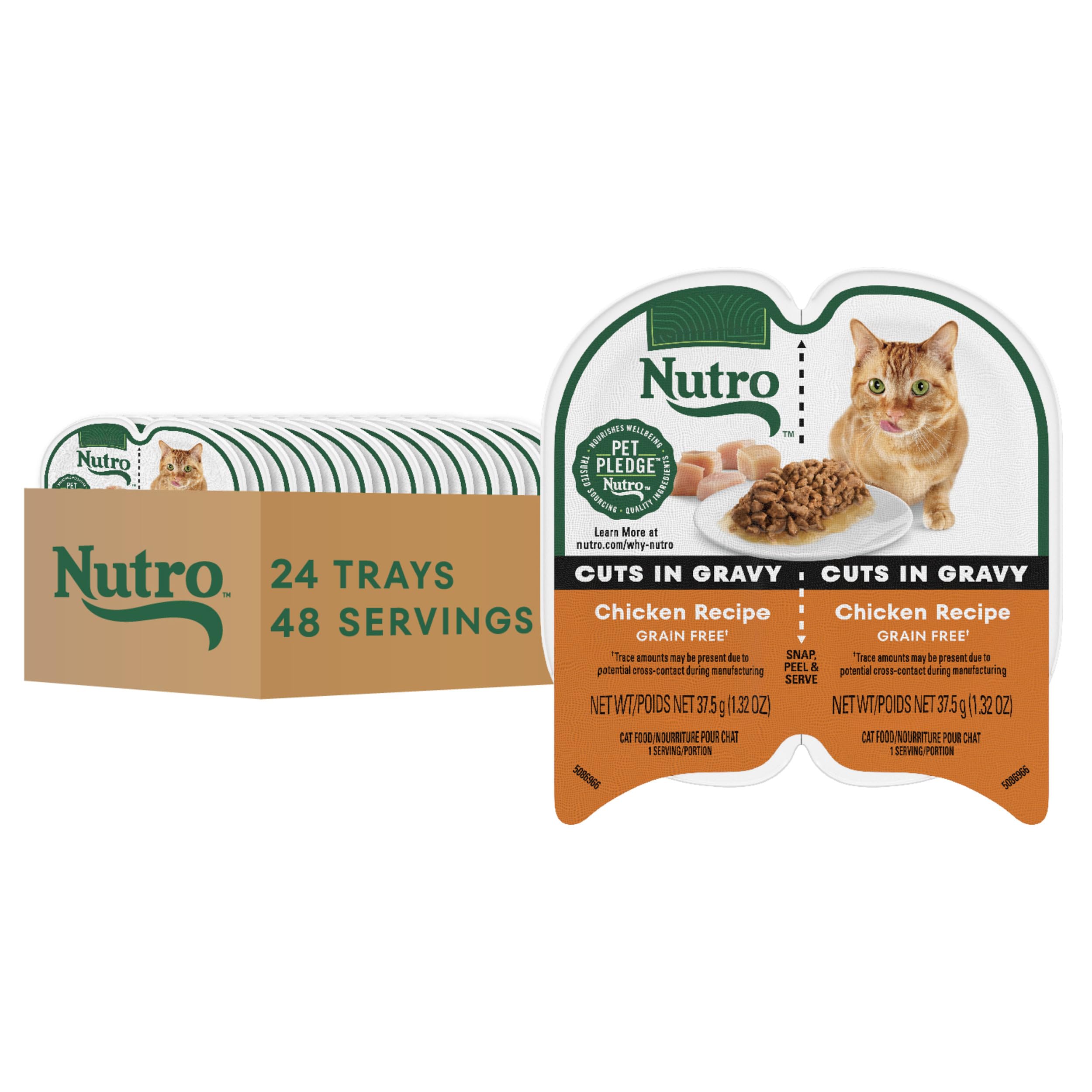 Nutro emballage avant montrant coupe poulet, facilité de service