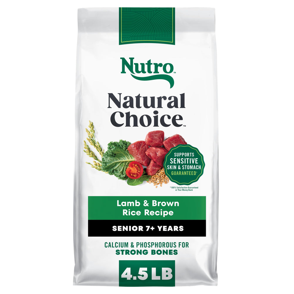 Nutro emballage montrant recette mouton et riz brun avec image claire
