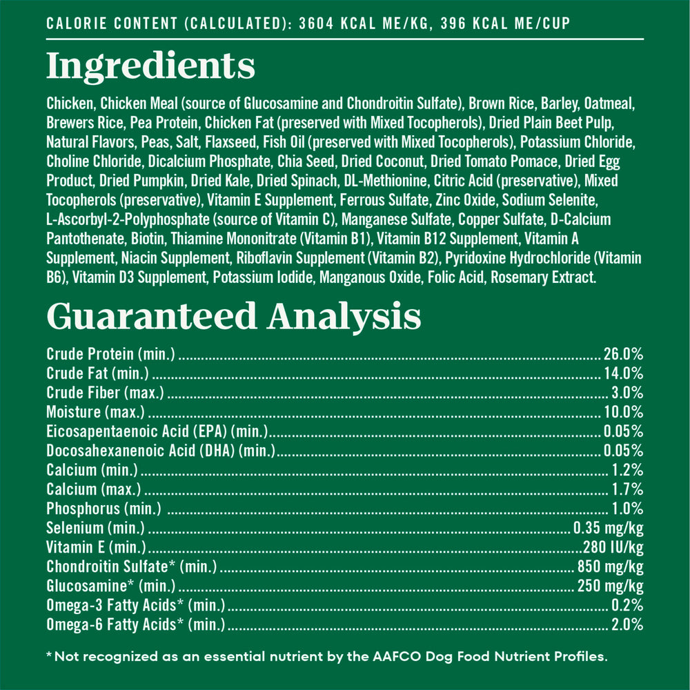 Nutro étiquette nutritionnelle montrant vitamines, minéraux et DHA