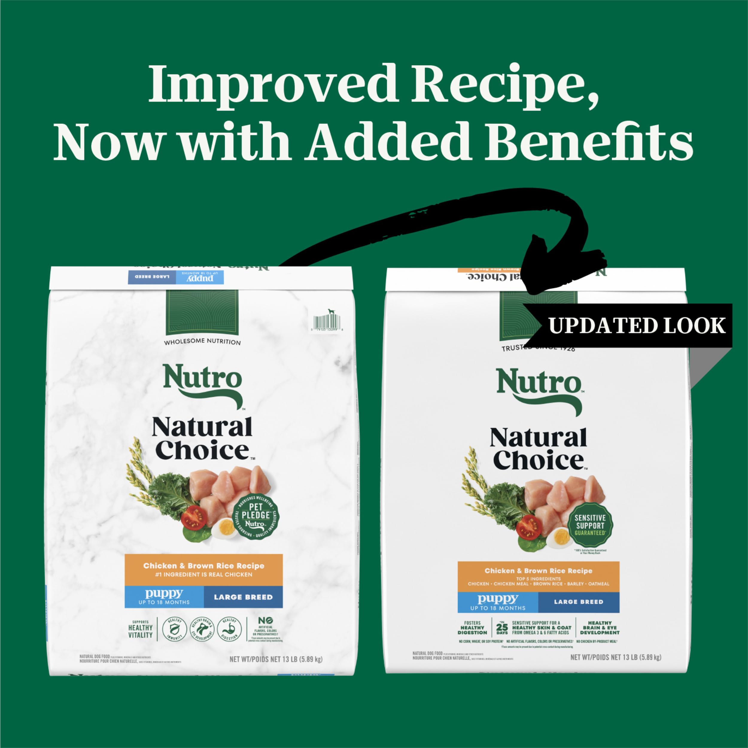Nutro gros plan sur granules montrant texture et appétence pour croissance