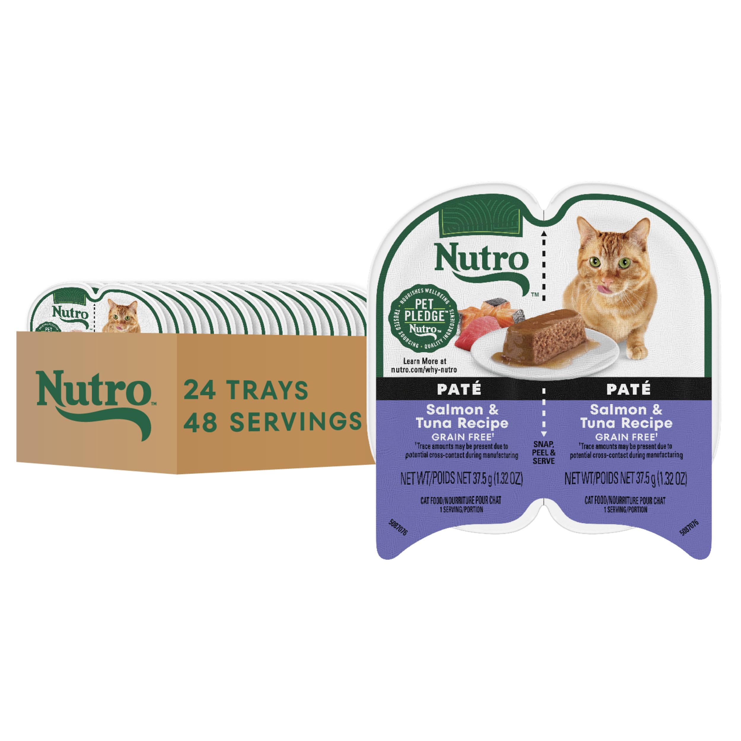 Nutro packaging avant pâté saumon et thon, présentation claire et rassurante