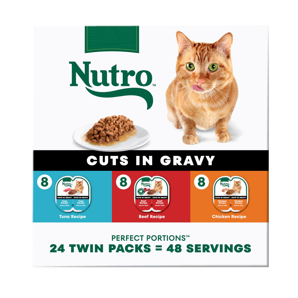 Nutro emballage avant du pack varié montrant les saveurs et bénéfice praticité
