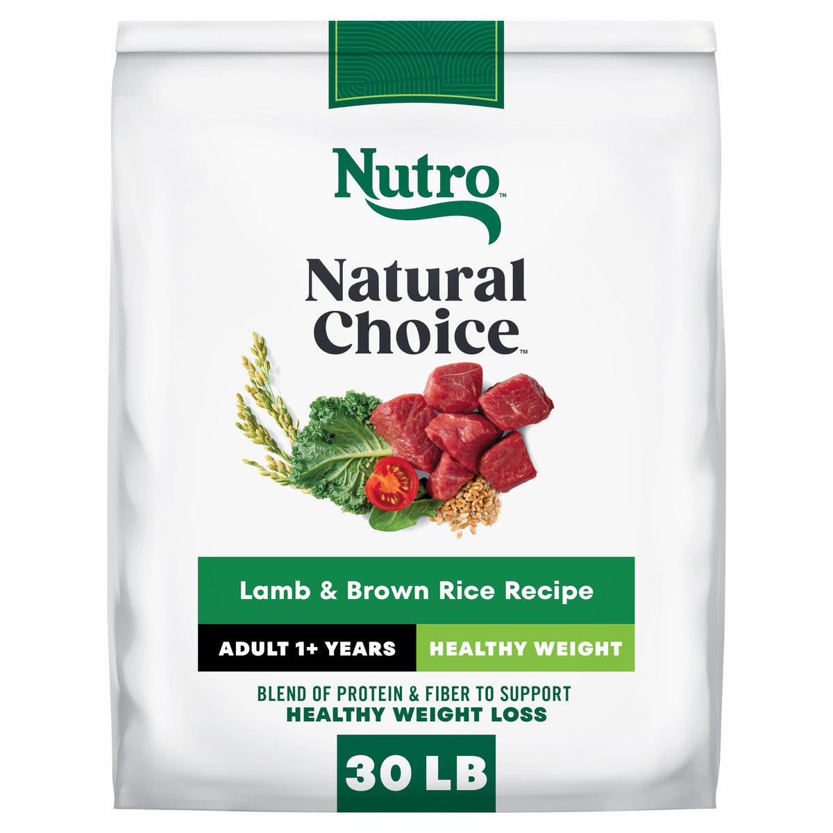 Nutro sachet 30 lb montrant emballage et bénéfice qualité