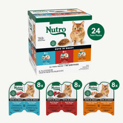 Nutro gros plan sur texture des cuts en gravy offrant une apparence appétissante