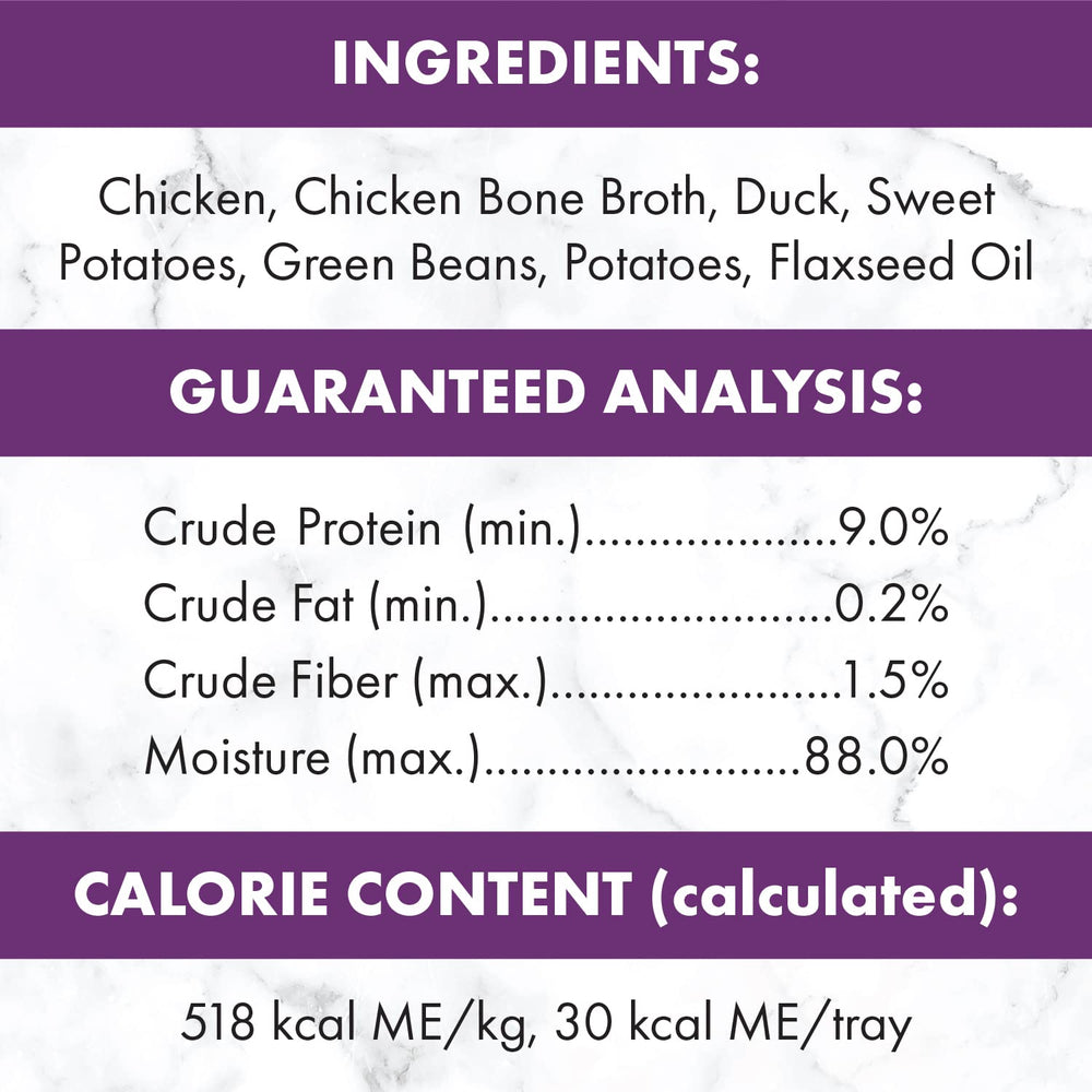 Nutro gros plan sur la texture du poulet et canard pour plus de protéine