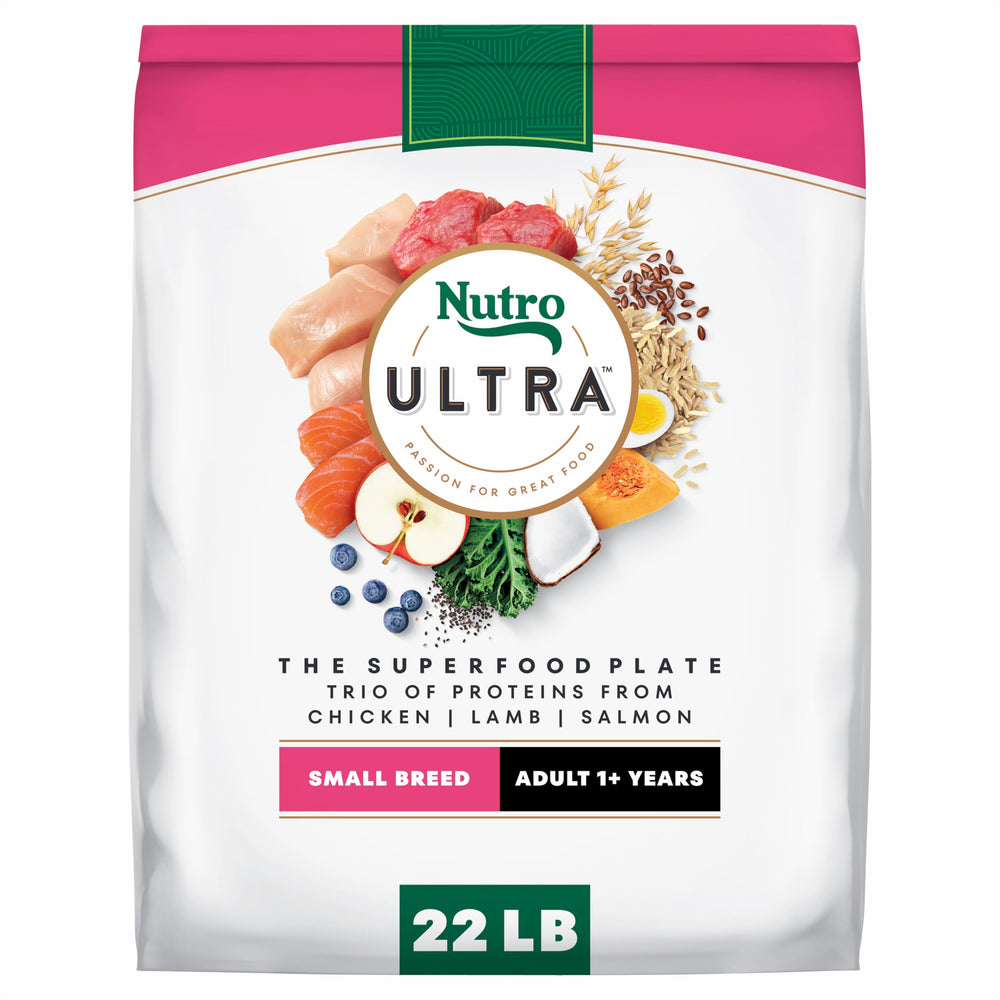 Nutro emballage face montrant la recette et le format 22 lb bénéfice clarté