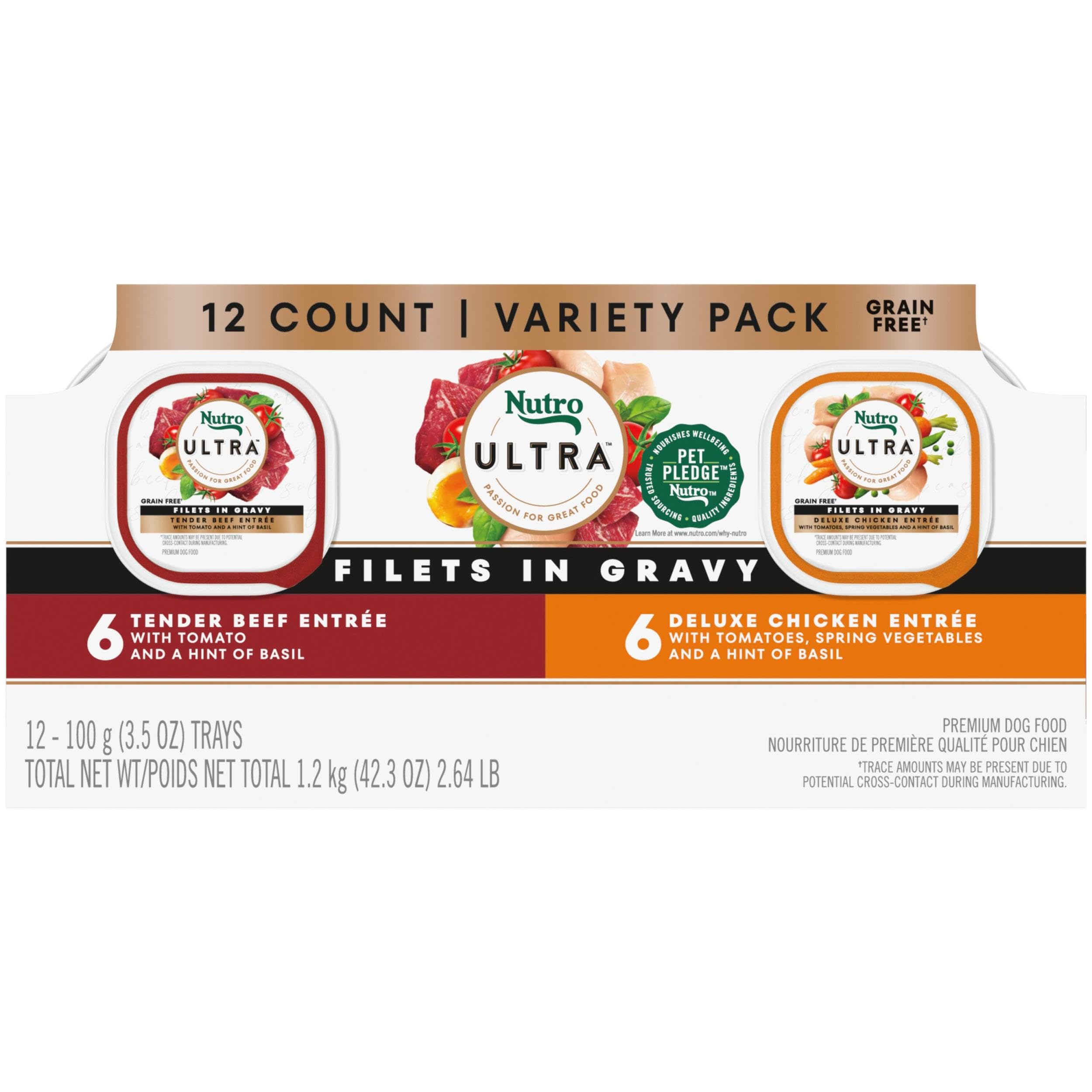 Nutro Ultra face du pack montrant filets en gravy et emballage premium