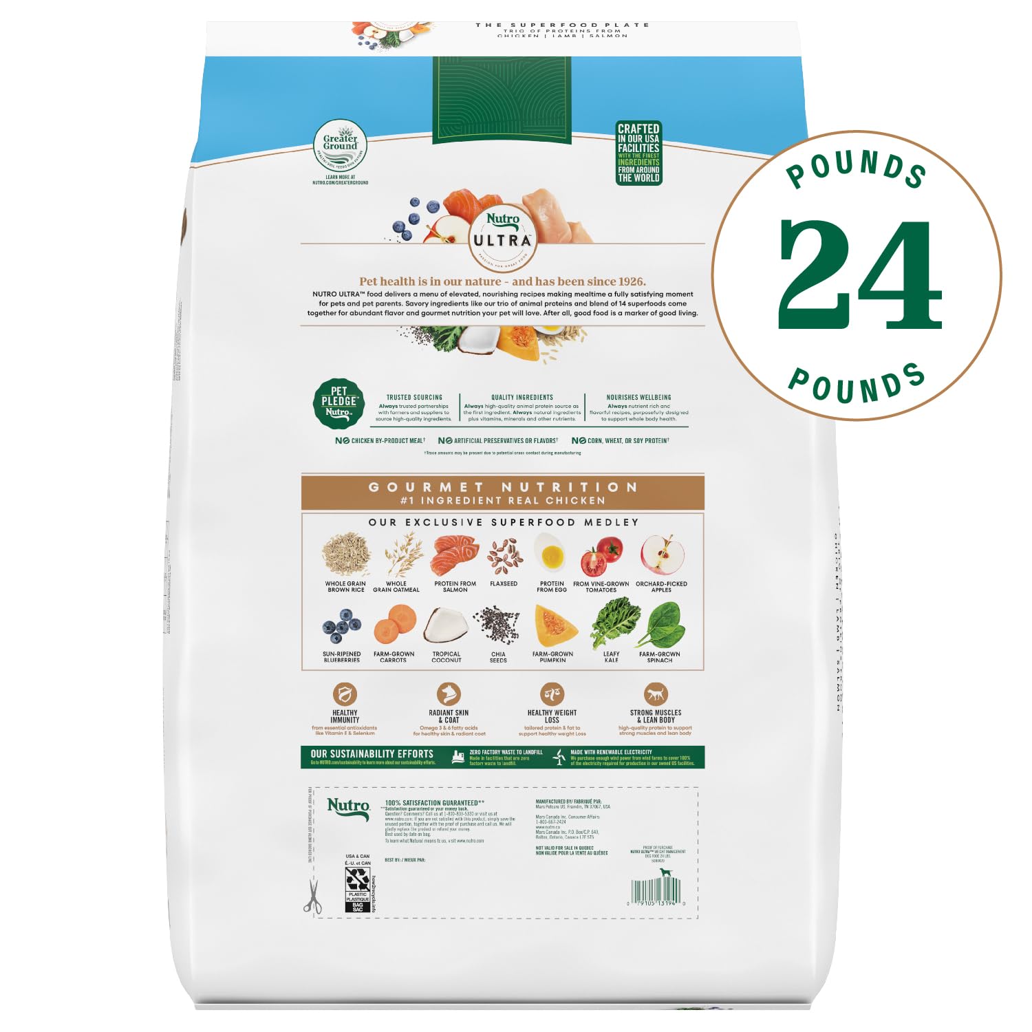 Nutro Ultra gros plan des croquettes avec texture appétente et nutrition