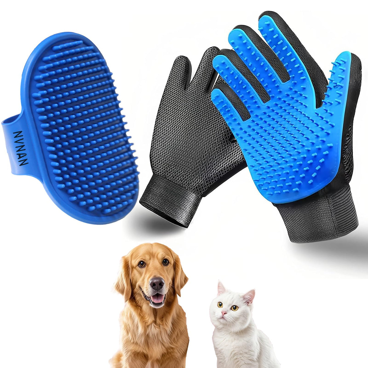 NVNAN gant de toilettage face avant montrant prise en main confortable