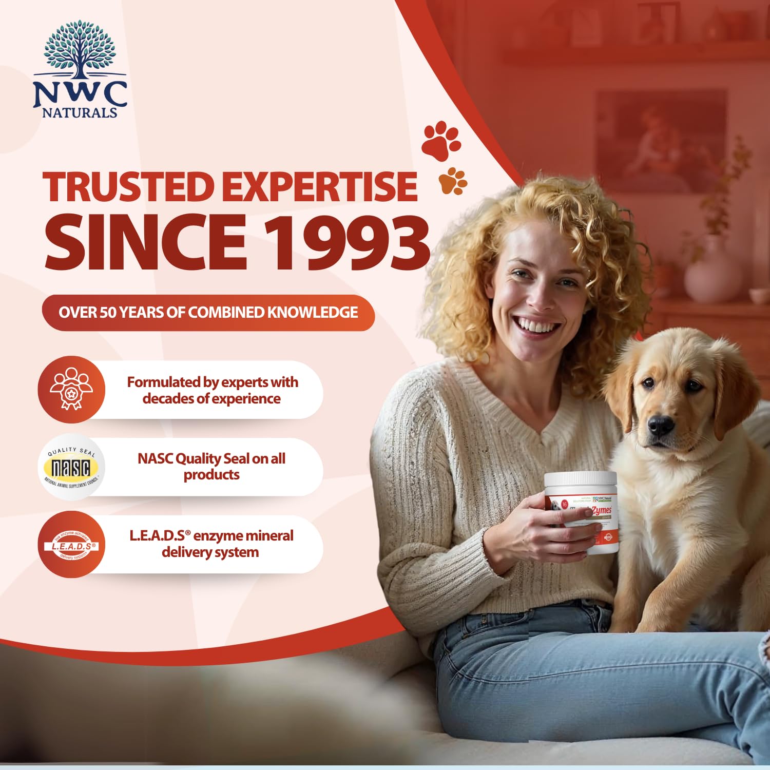 NWC Naturals bol avant et après usage montrant selles plus compactes et énergie