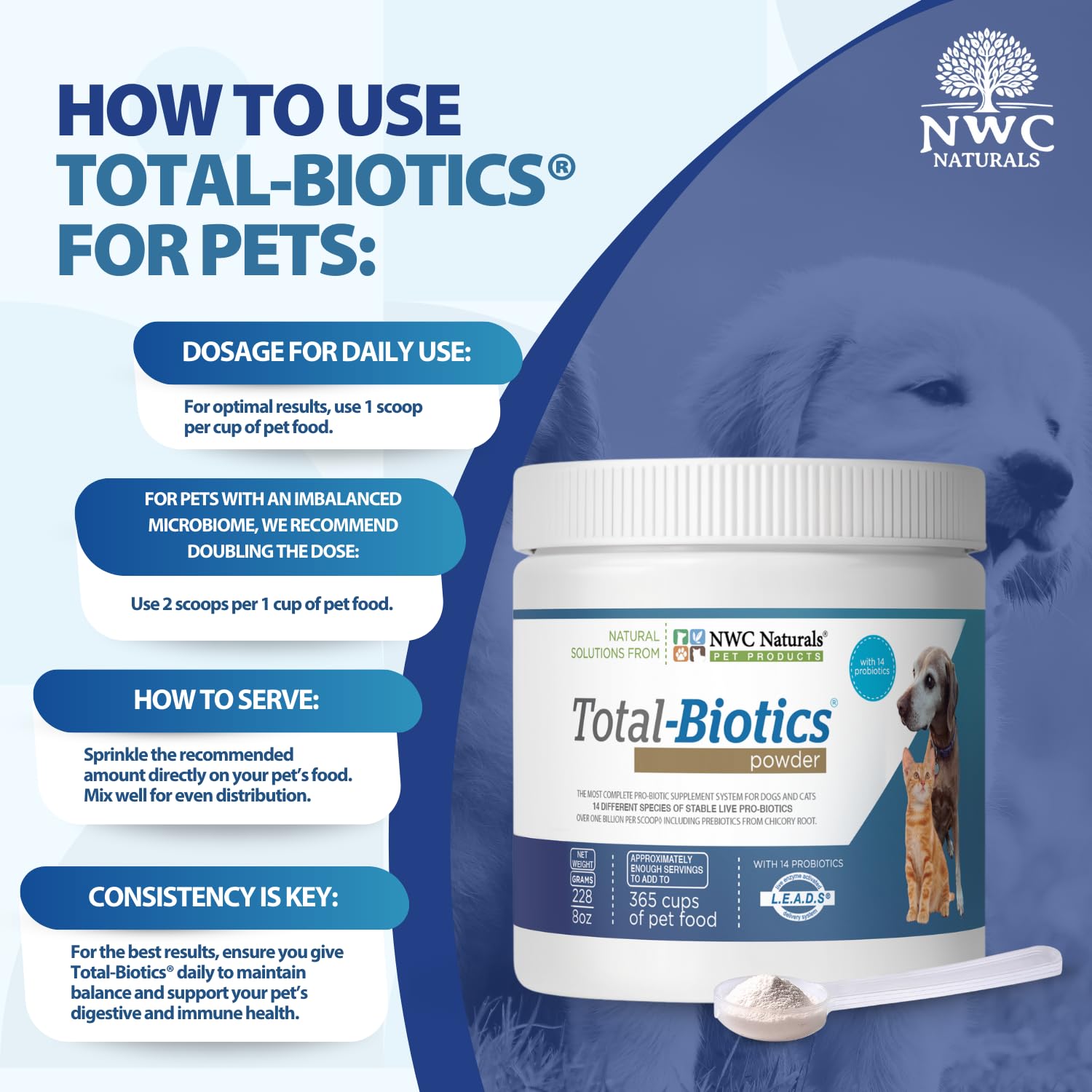 NWC Naturals Total-Biotics étiquette détaillée listant souches et ingrédients