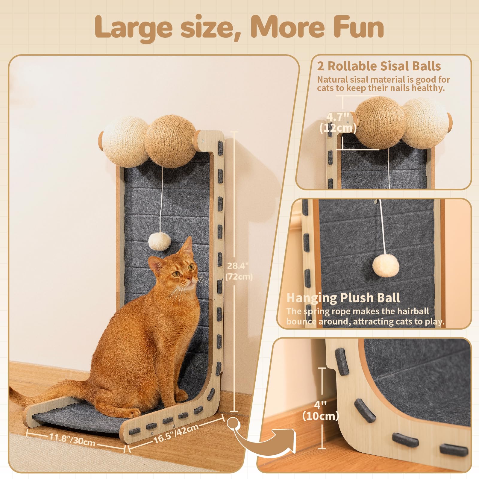 Nxwjoy jouets intégrés boule à ressort et balles sisal pour stimuler jeu
