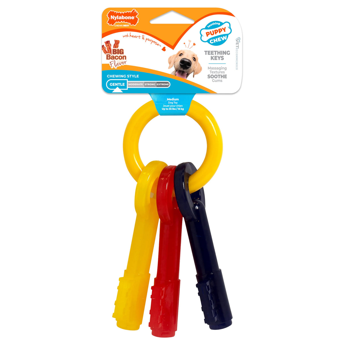 Nylabone anneau de clés face avant montrant forme ergonomique et sécurité