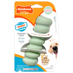 Nylabone bâtonnet rainuré emballage avant montrant produit et bénéfice apaisant