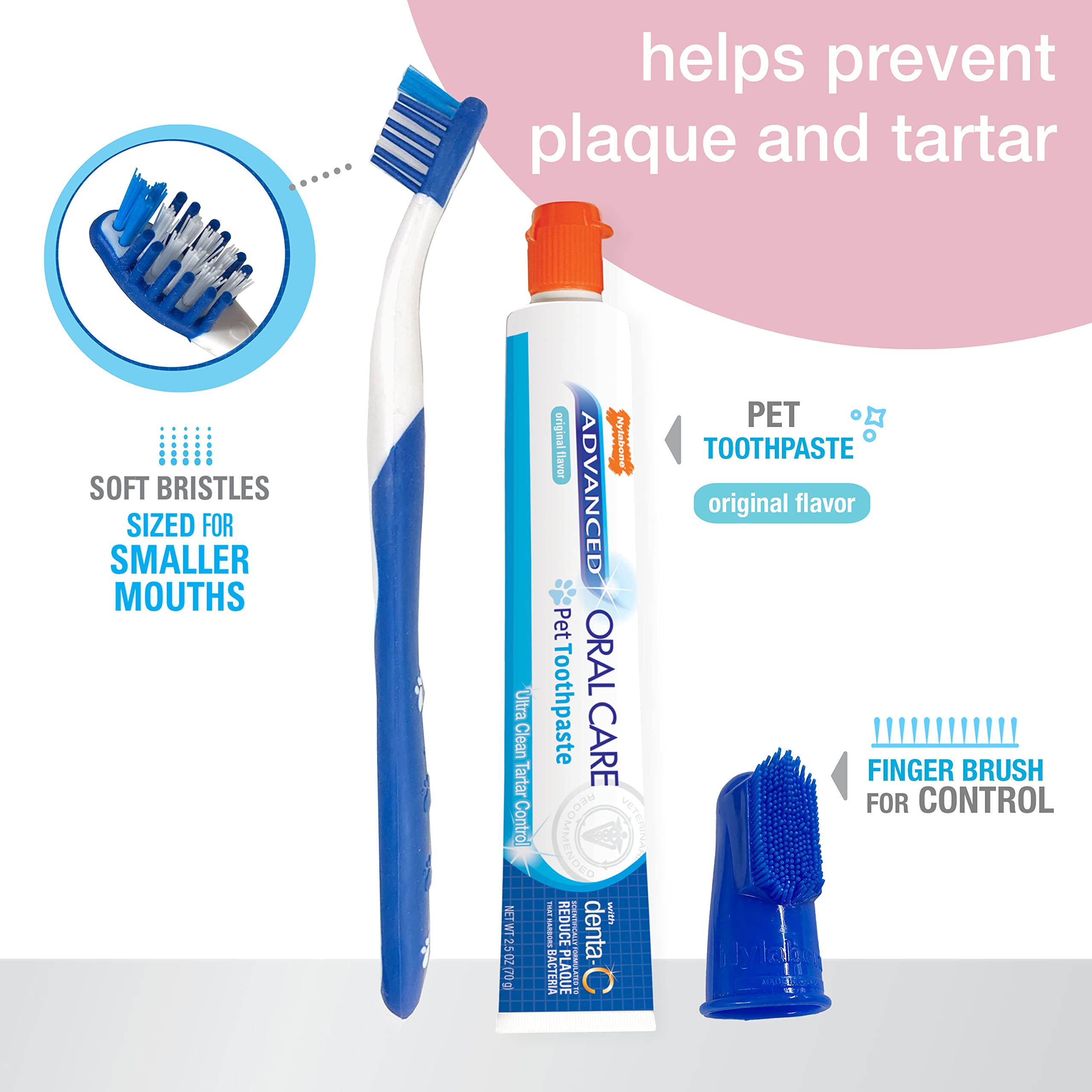Nylabone brosse à poils doux à col incliné pour meilleure portée