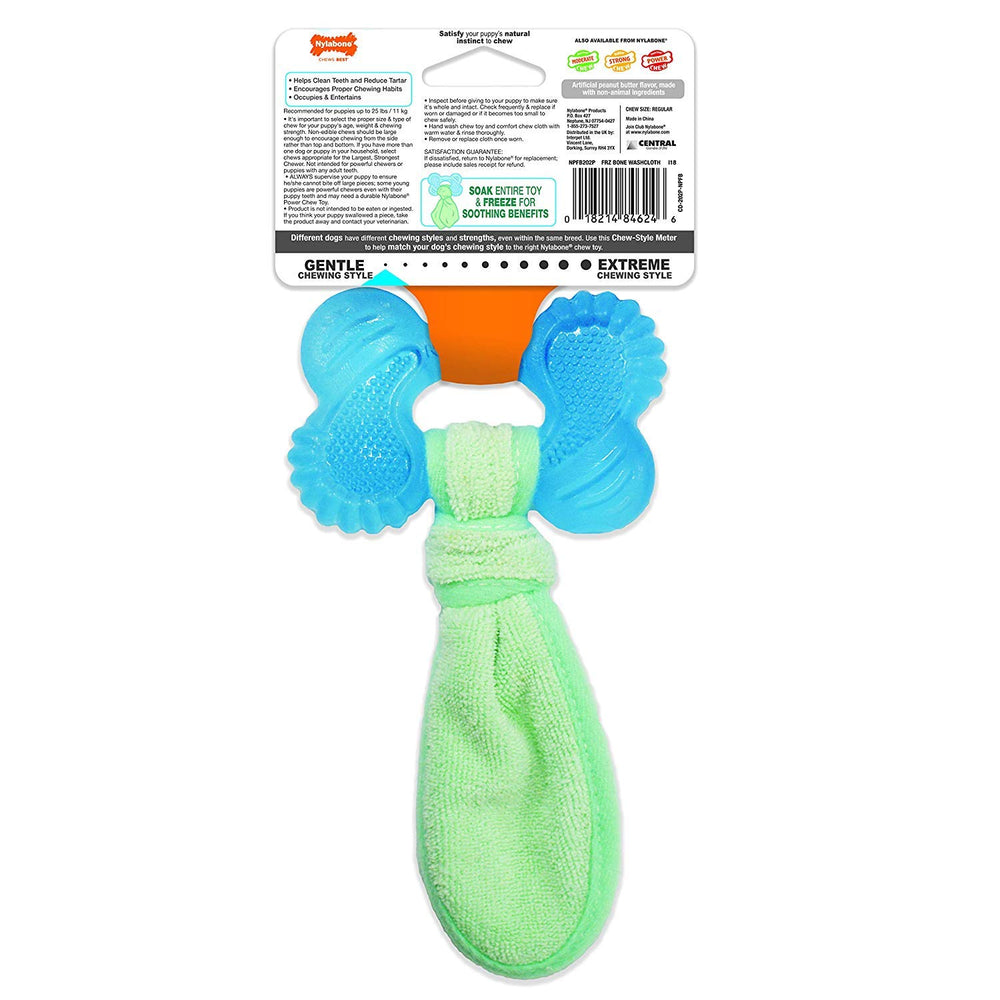 Nylabone gros plan du tissu absorbant congélé montrant effet rafraîchissant pour gencives