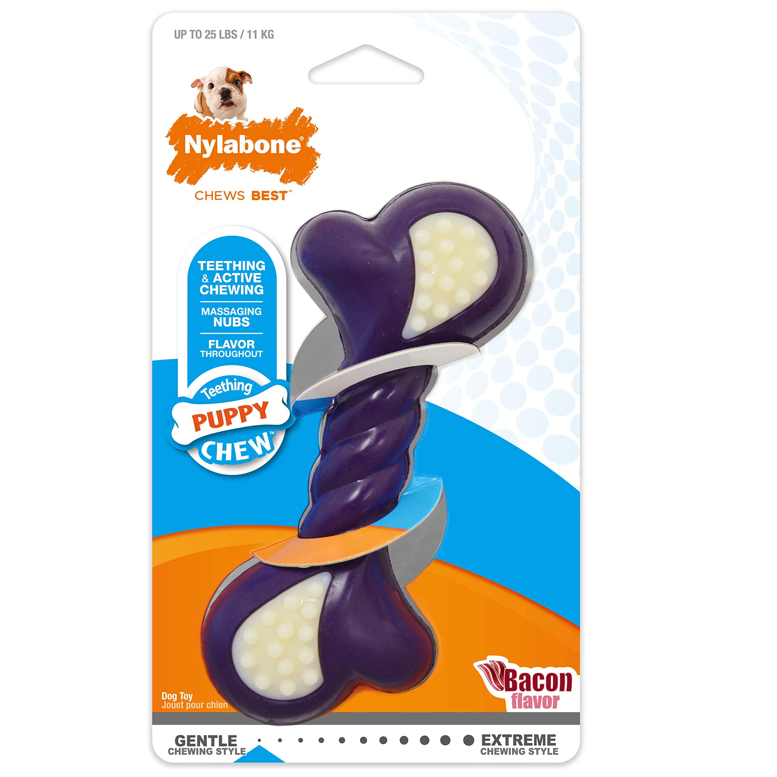 Nylabone vue avant emballage montrant la taille et l'aspect rassurant
