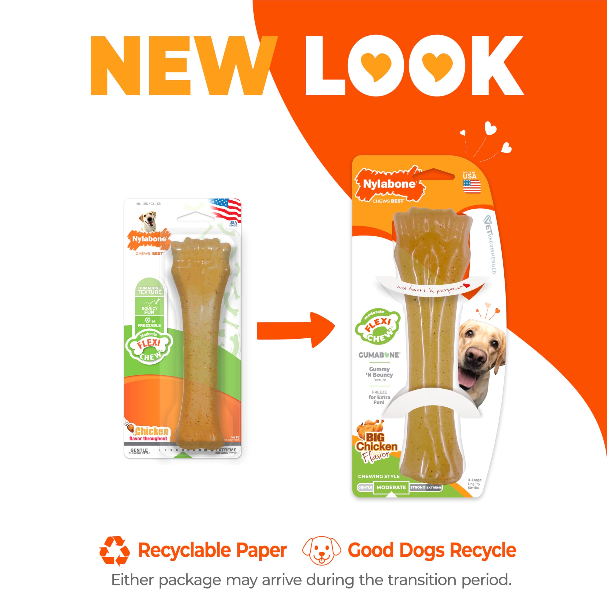 Nylabone Flexi Chew profil illustrant souplesse et rebond bénéfique pour dents