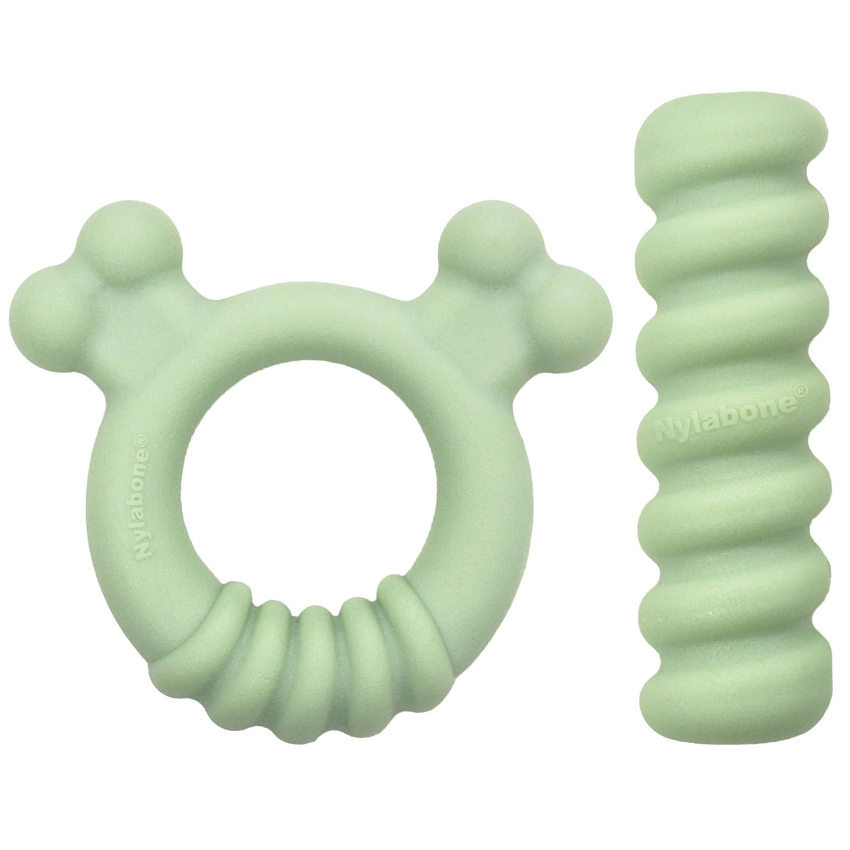 Nylabone emballage avant montrant lot 2 jouets et bénéfice soulagement