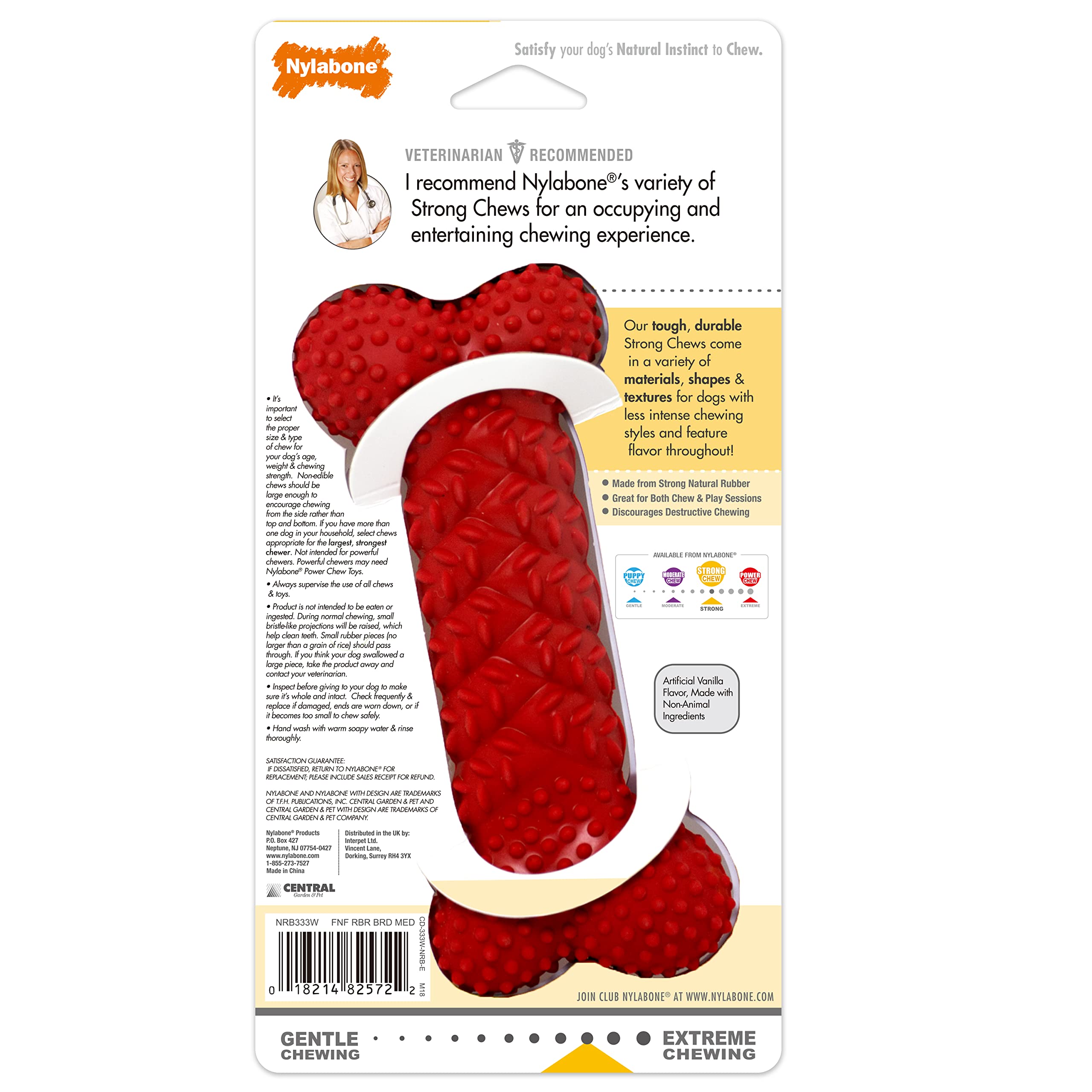 Nylabone Fun N Fit gros plan du caoutchouc tressé illustrant texture stimulante pour mastication