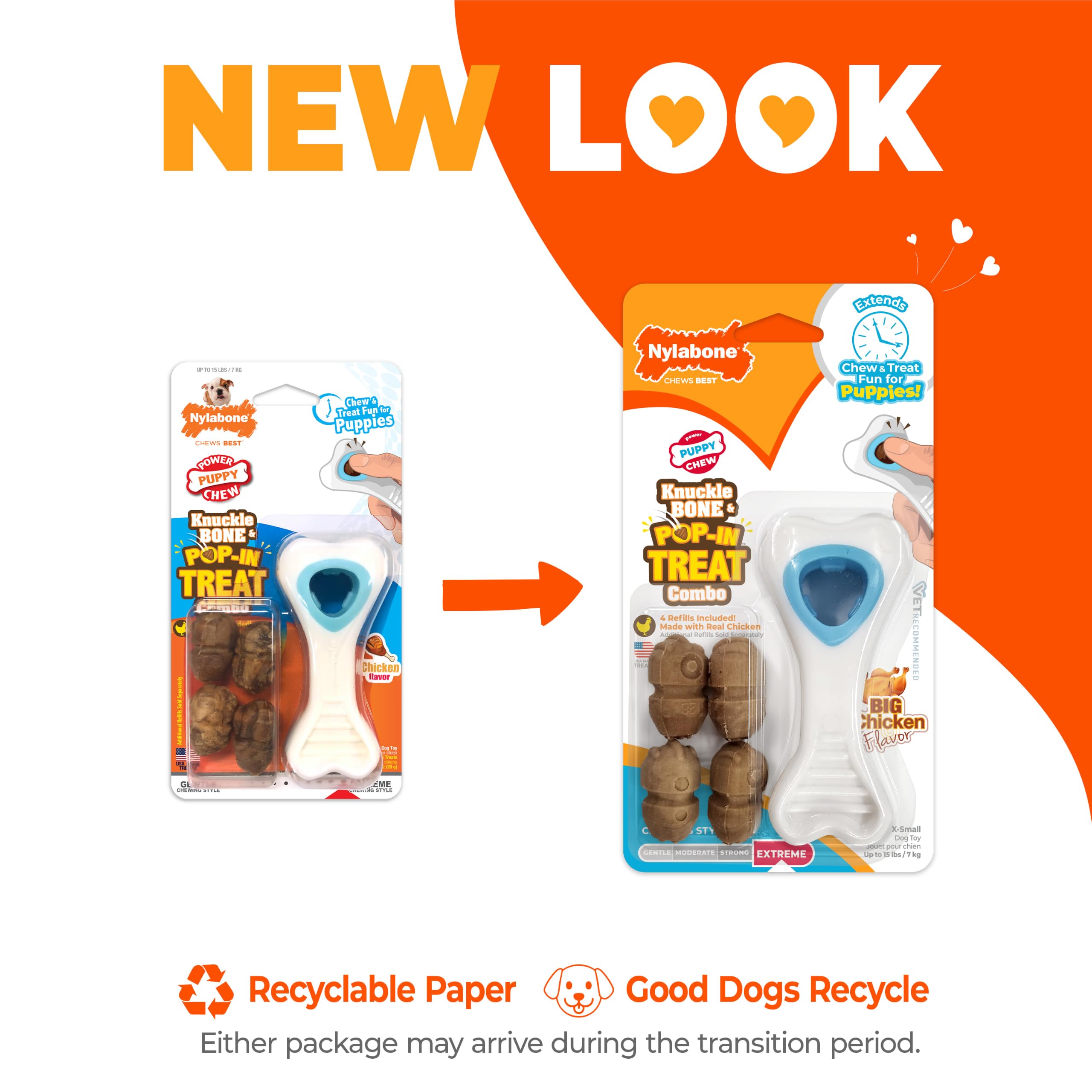 Nylabone griffes Pop-In avec friandise visible pour récompense prolongée