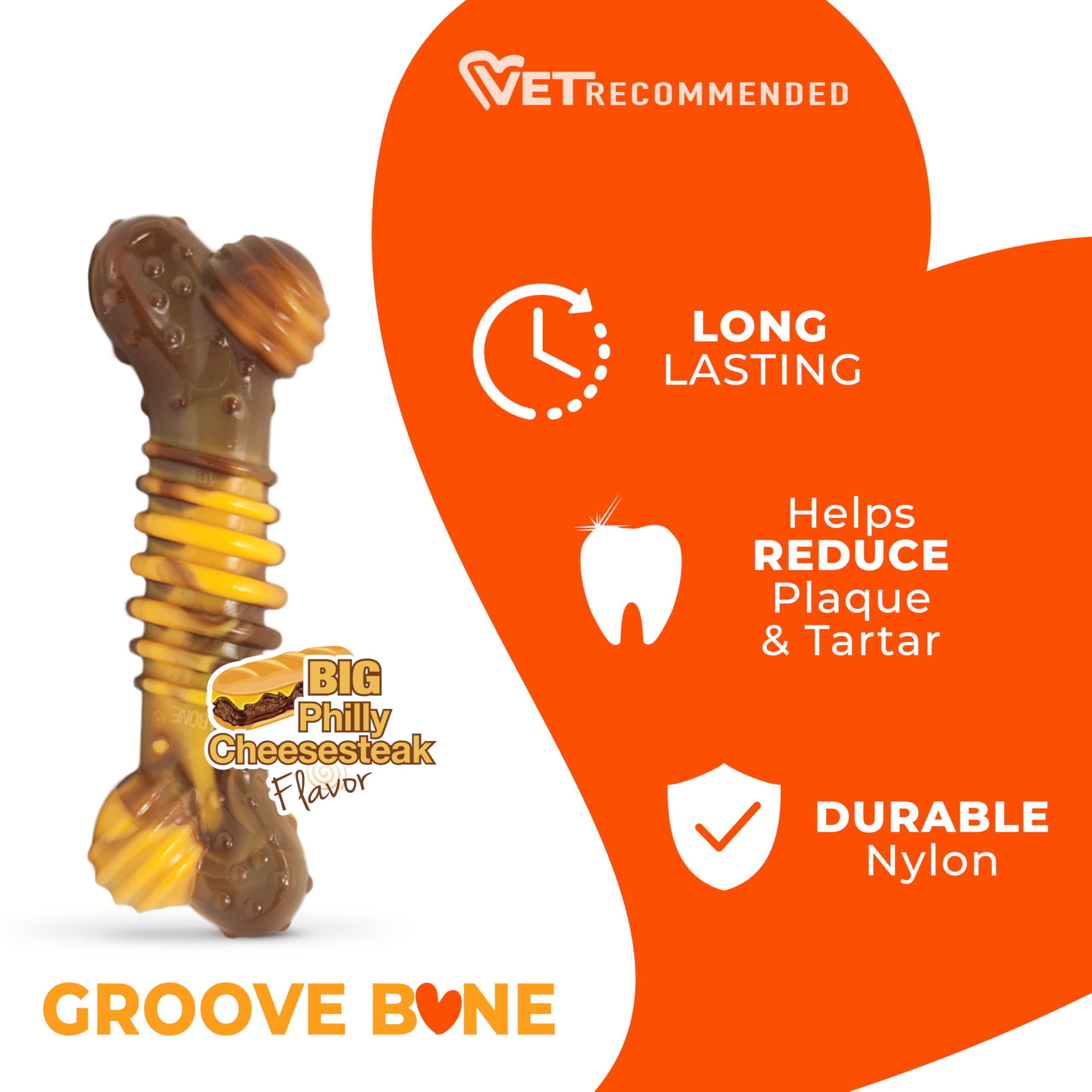 Nylabone tenue en main pour visualiser taille medium adaptée chiens