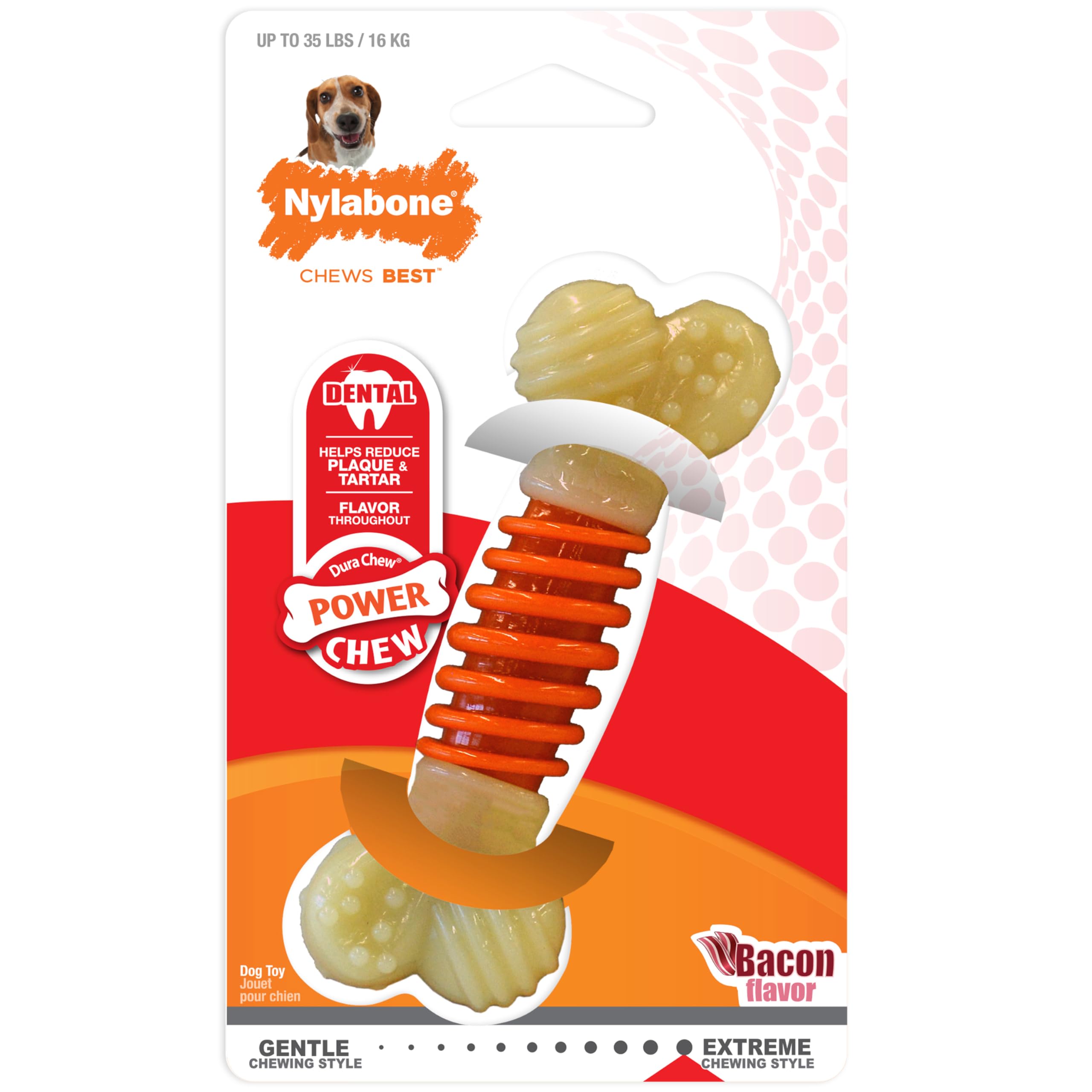 Nylabone face avant montrant forme et solidité pour mastication durable
