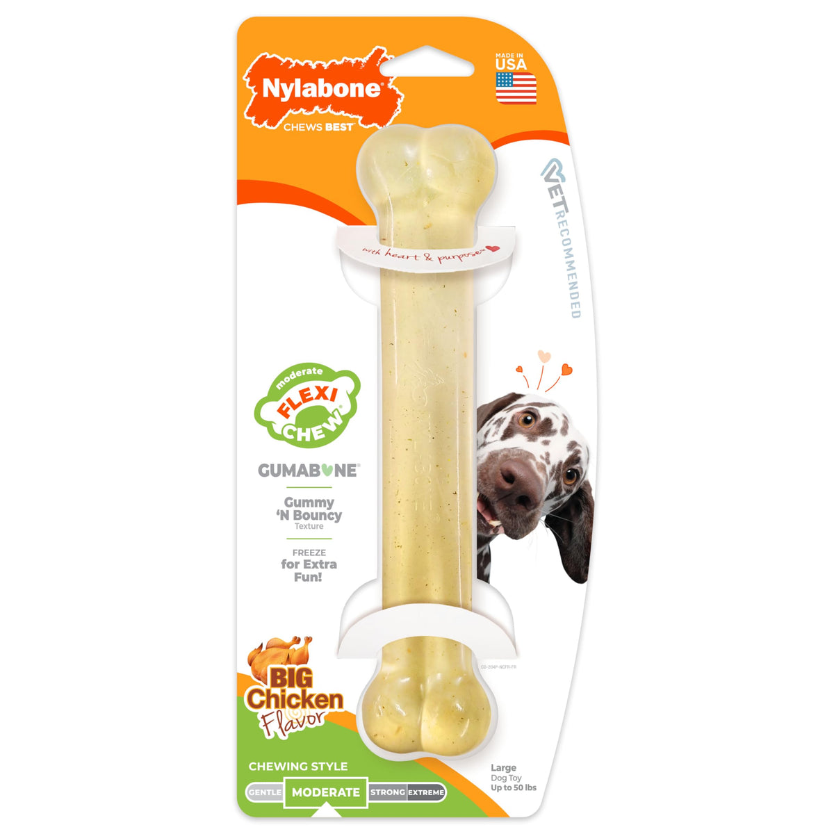 Nylabone vue avant du Gumabone montrant la forme os et résistance