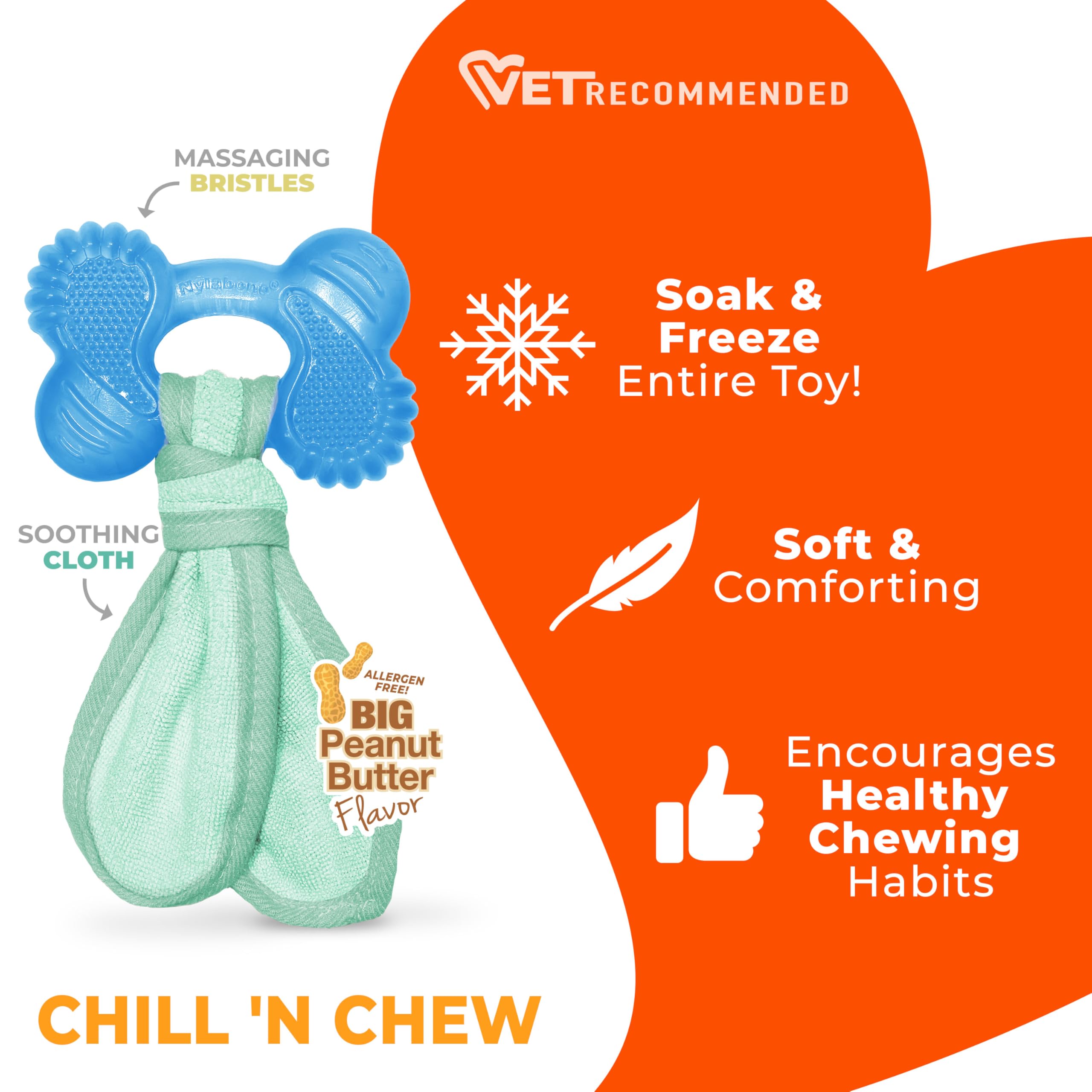 Nylabone jouet refroidi en main pour soulagement immédiat