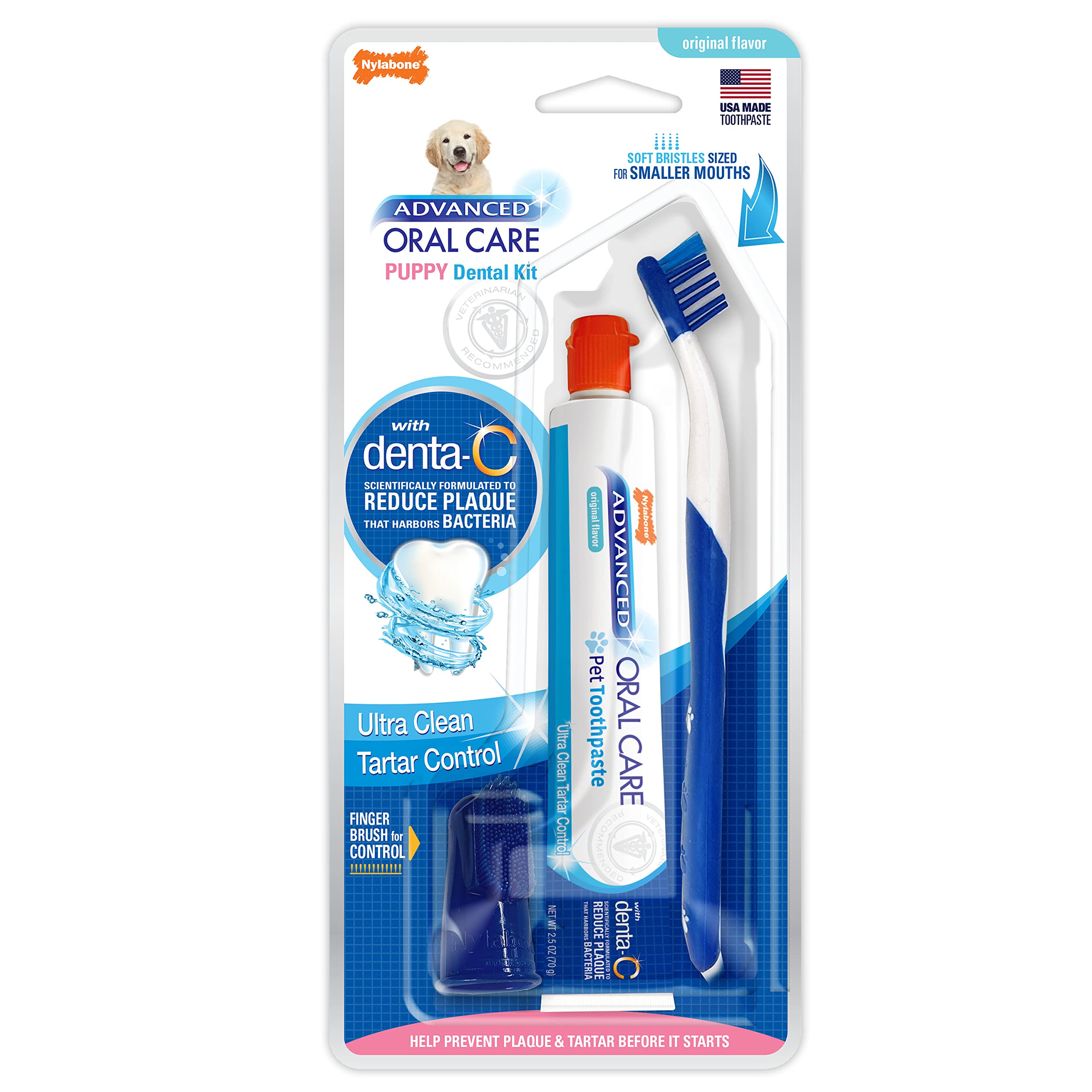 Nylabone emballage du kit dentaire complet montrant contenu pratique