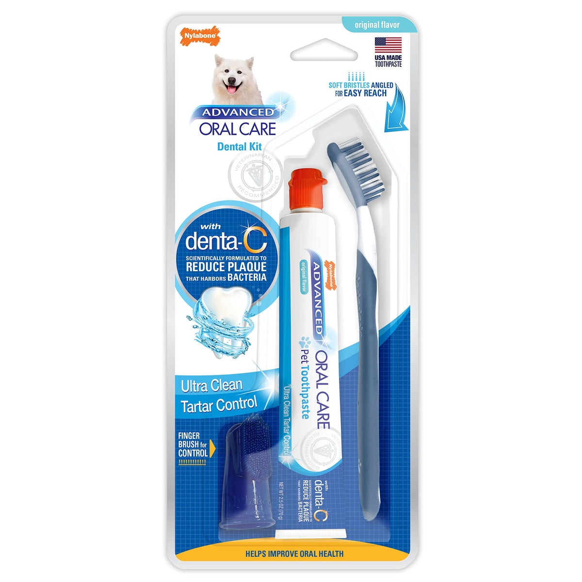 Nylabone vue de face de l'emballage présentant kit complet et bénéfice praticité