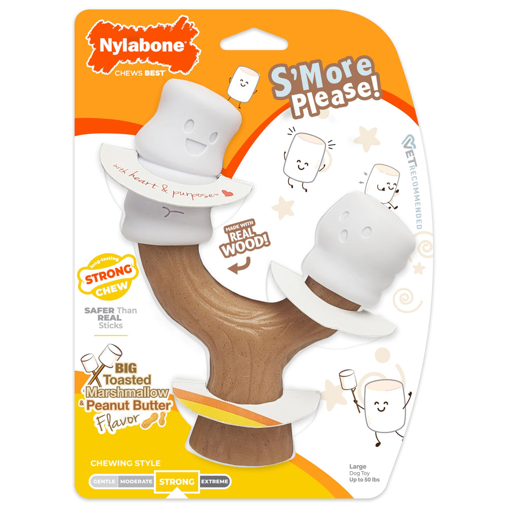 Nylabone emballage face montrant le jouet durable et ses atouts