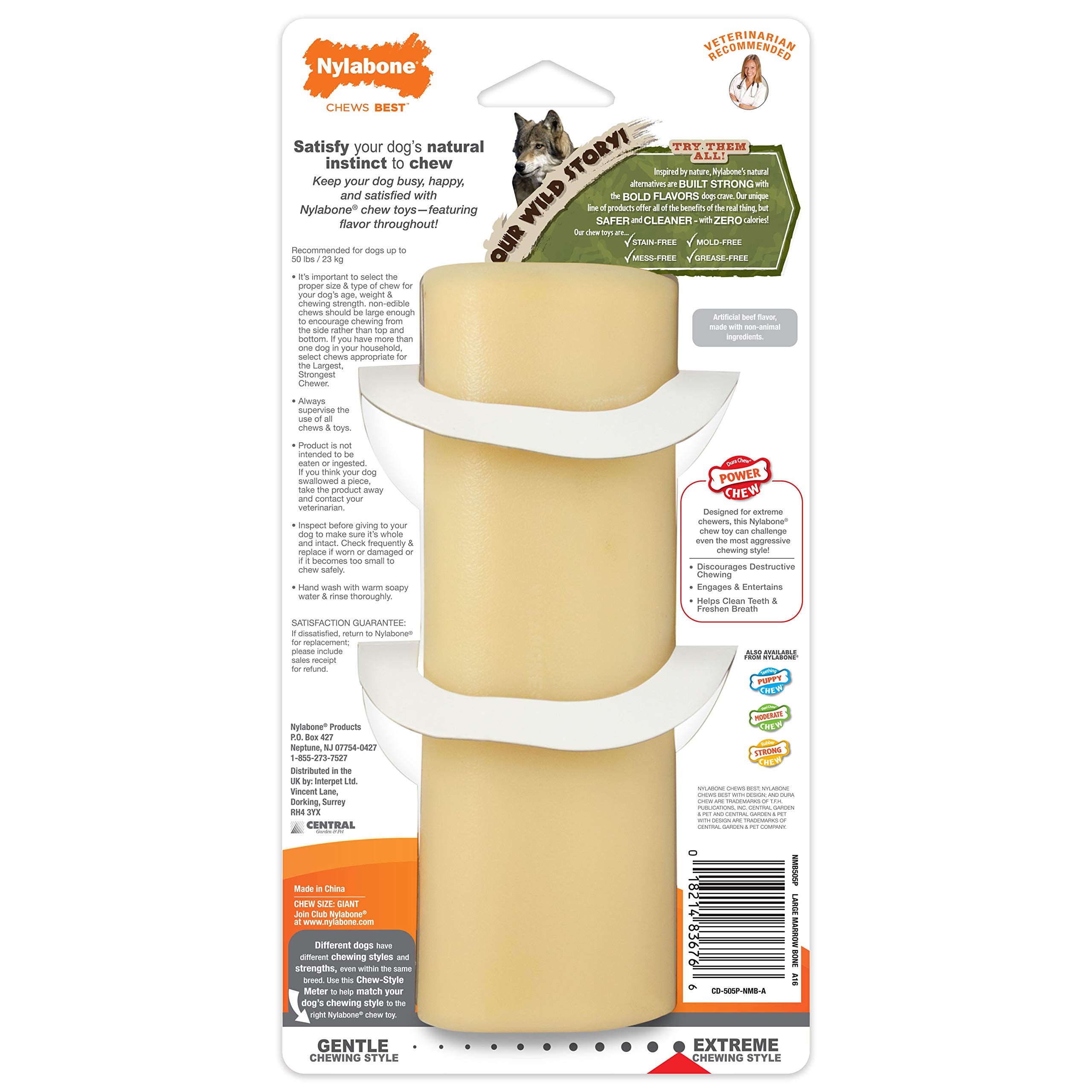 Nylabone détail du nylon robuste démontrant résistance pour mâcheurs forts
