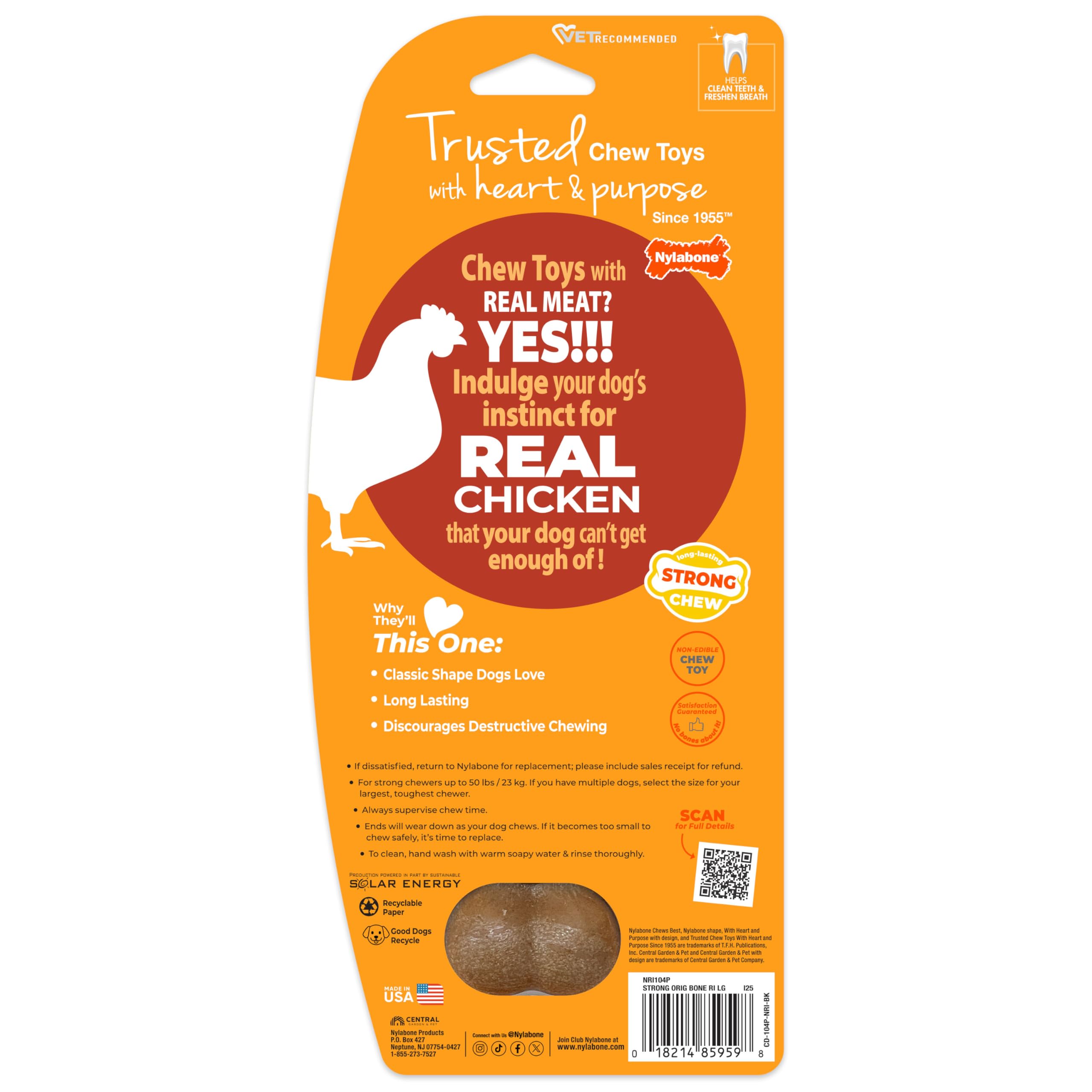Nylabone emballage ouvert dévoilant jouet aromatisé poulet