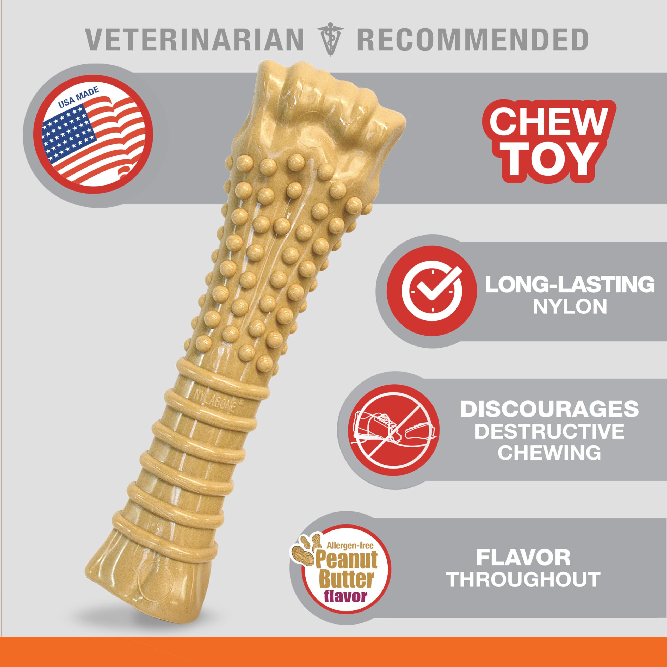 Nylabone os en main illustre la taille X-Large pour chiens 50+ lb