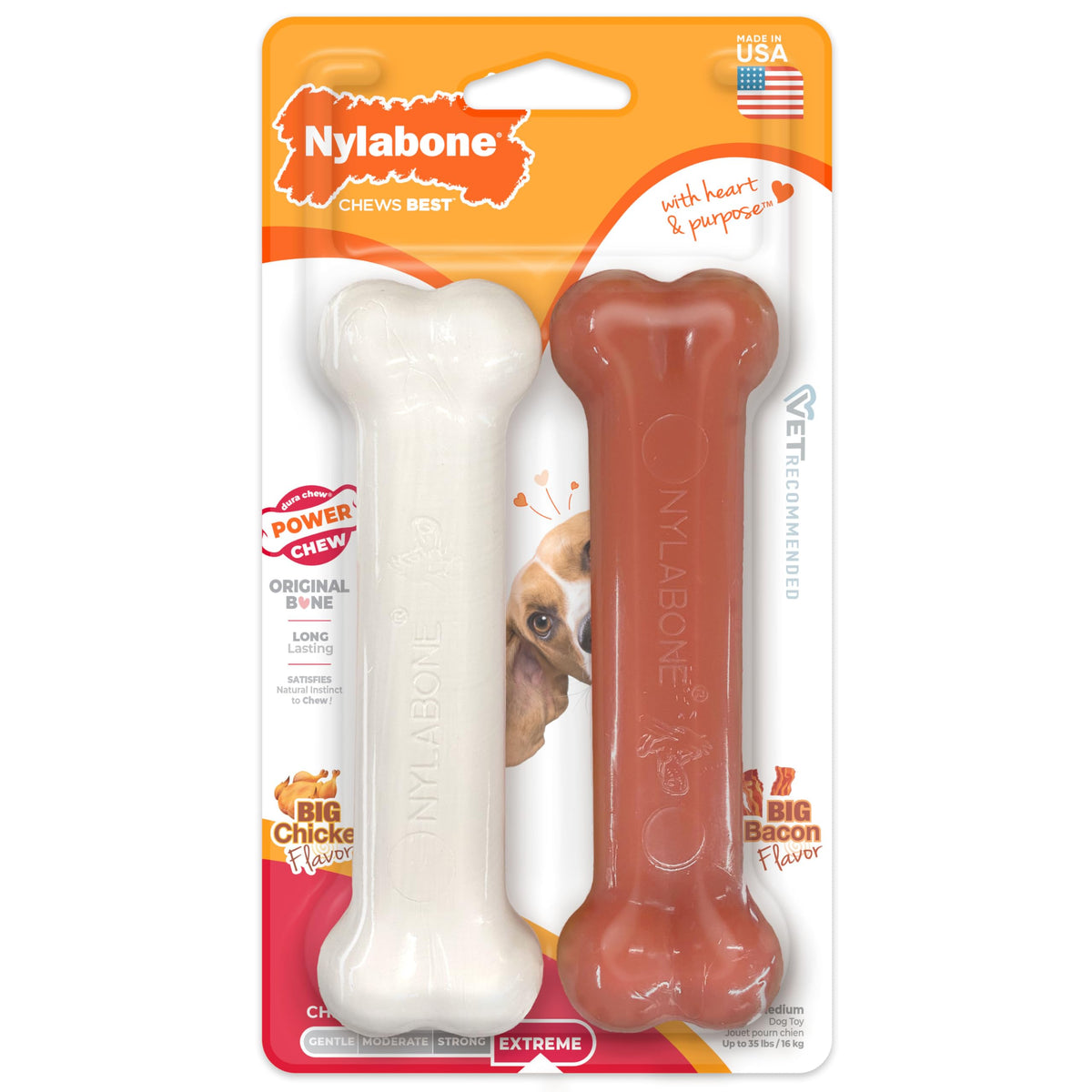 Nylabone os original avant emballage montrant la forme iconique et la durabilité
