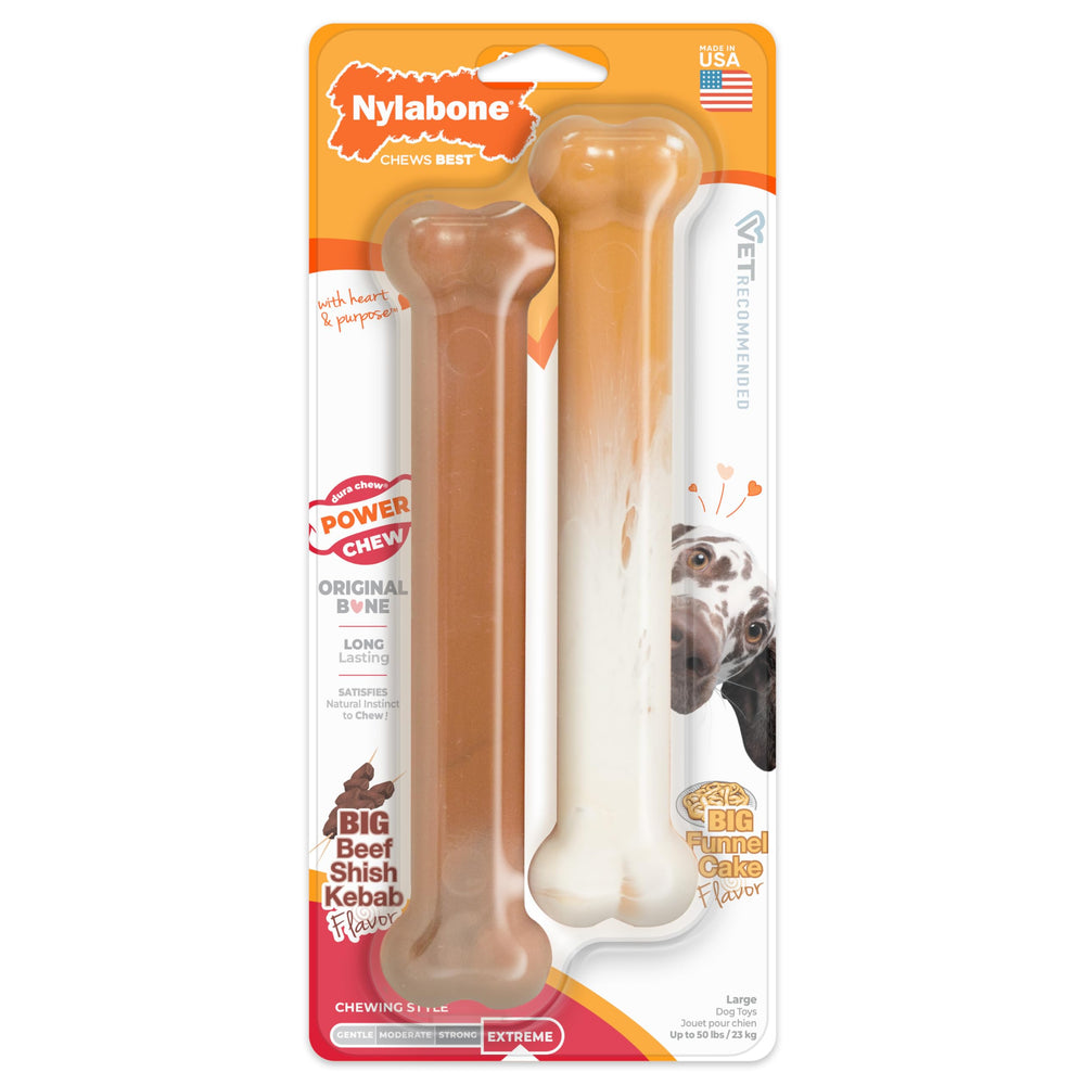 Nylabone os pack avant montrant le lot de deux saveurs durables